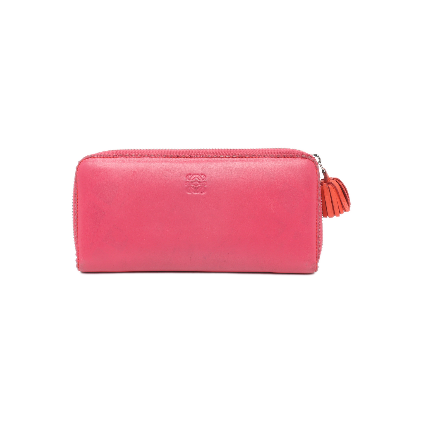LOEWE Fuchsia cowhide tassel wallet Silver Hardware-(SKU)-13122105