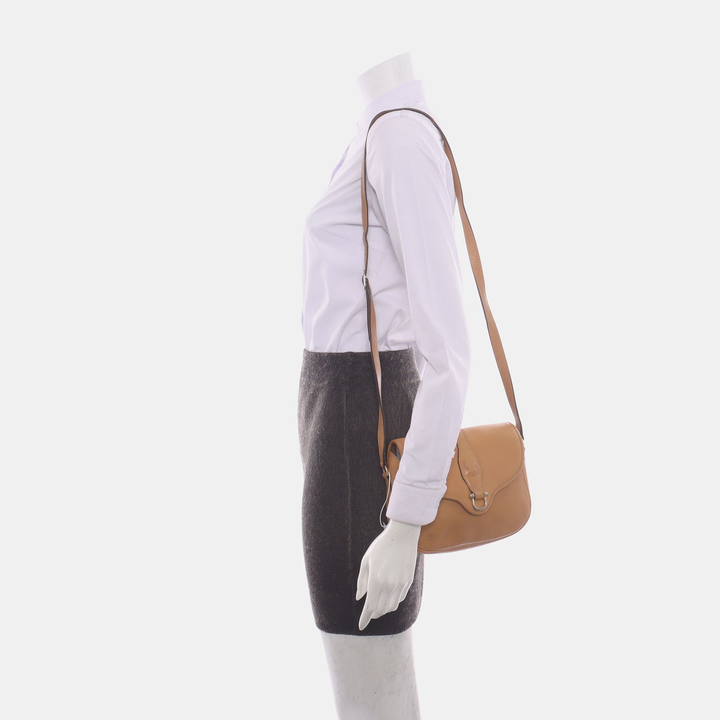 CELINE Brown Leather Single Shoulder Bag Crossbody Bag Silver Hardware-(SKU)-14353451