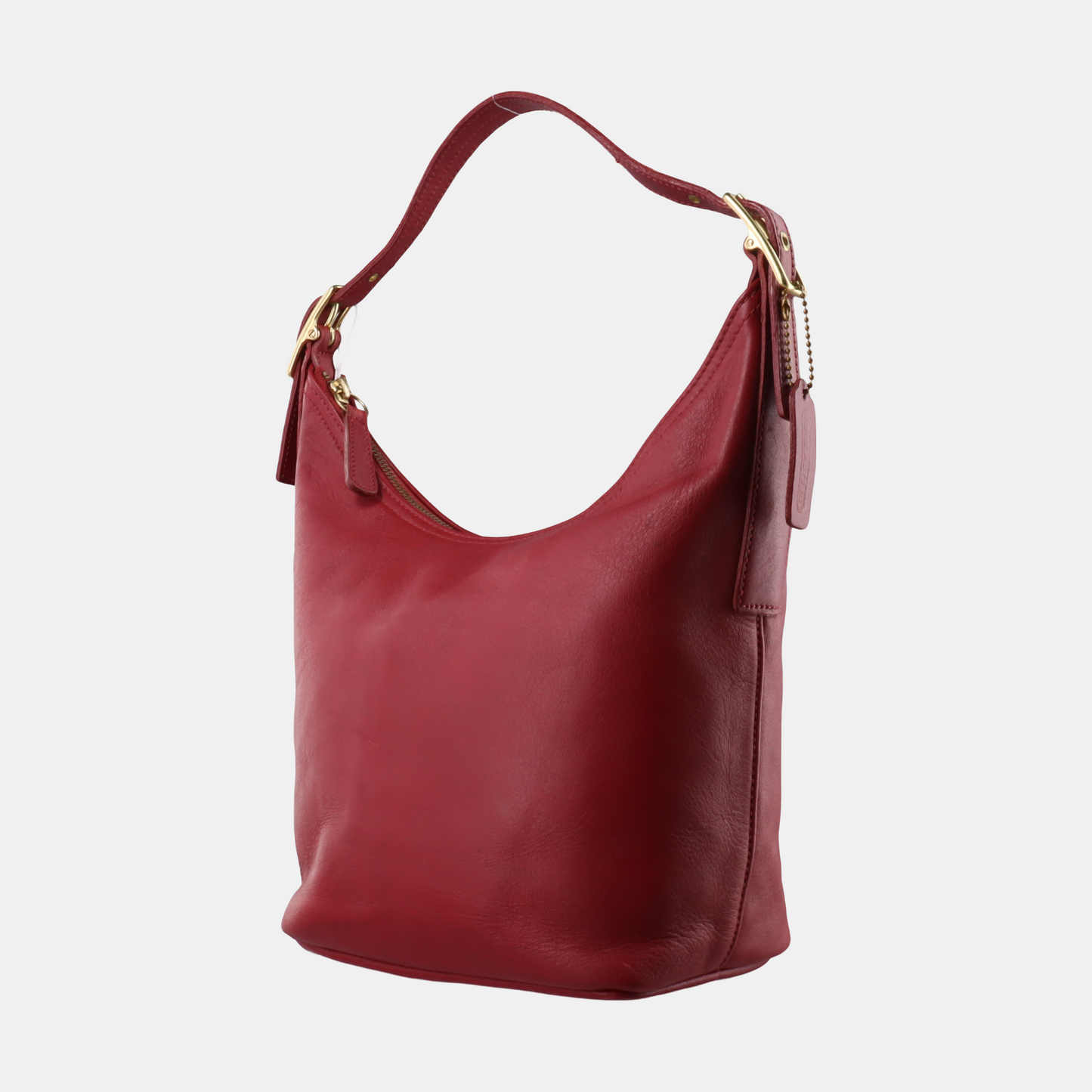 COACH Red Leather Handbag Single Shoulder Bag Golden hardware Removable shoulder strap-(SKU)-934221338