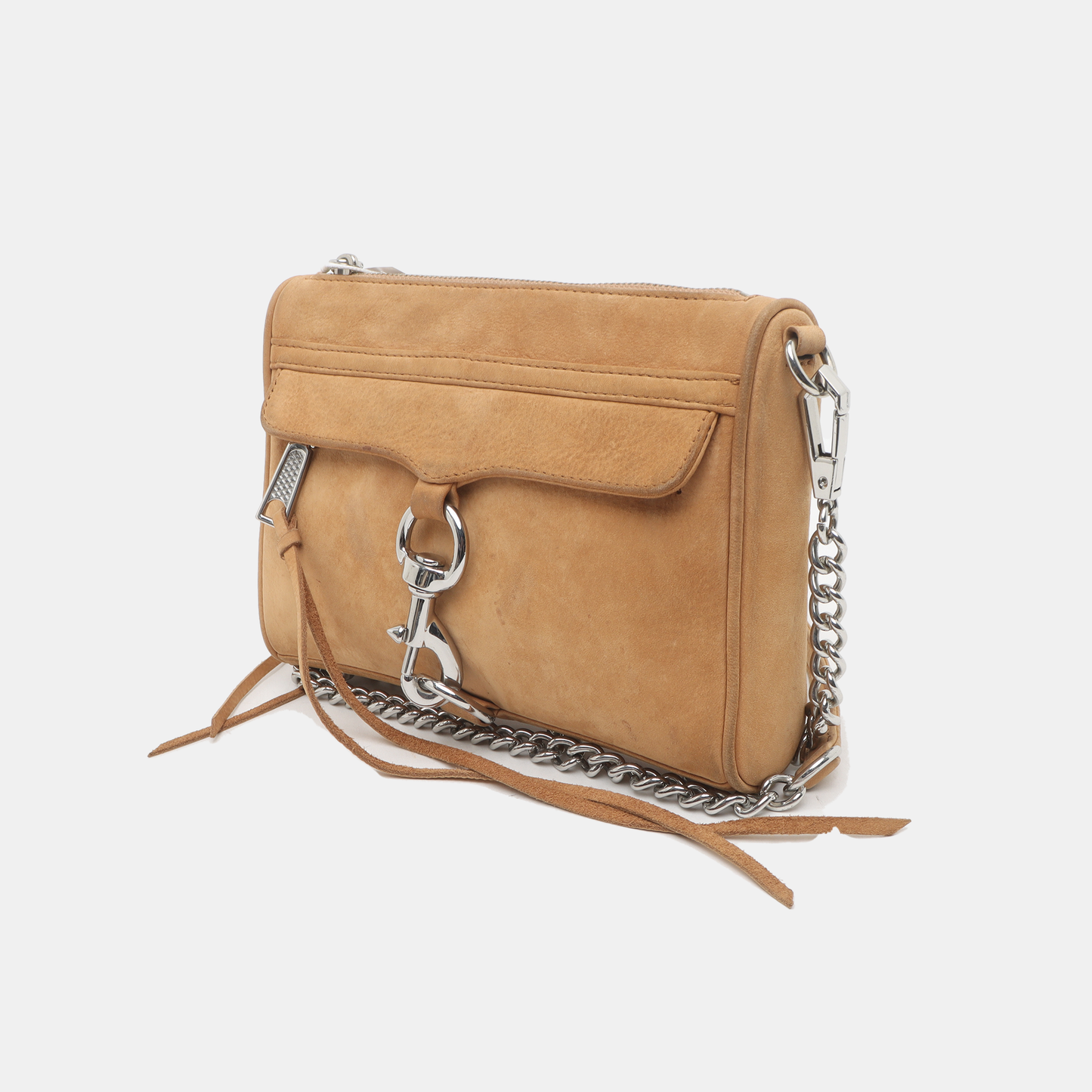 REBECCA MINKOFF M.A.C. Mustard Yellow Leather Fringe Single Shoulder Crossbody Silver Hardware Removable shoulder strap-(SKU)-935255917