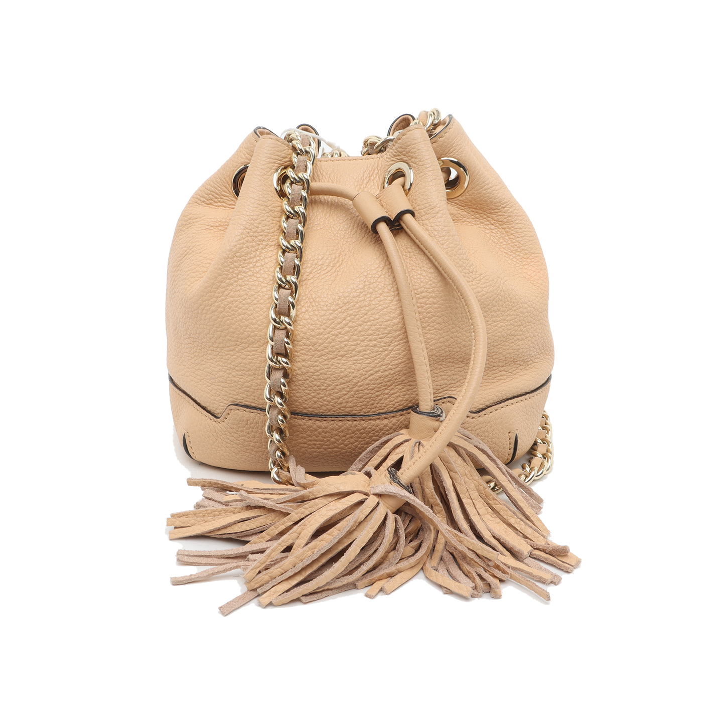REBECCA MINKOFF Lulu Khaki Leather Fringe Single Shoulder Bag Crossbody Handbag Golden hardware-(SKU)-935256738