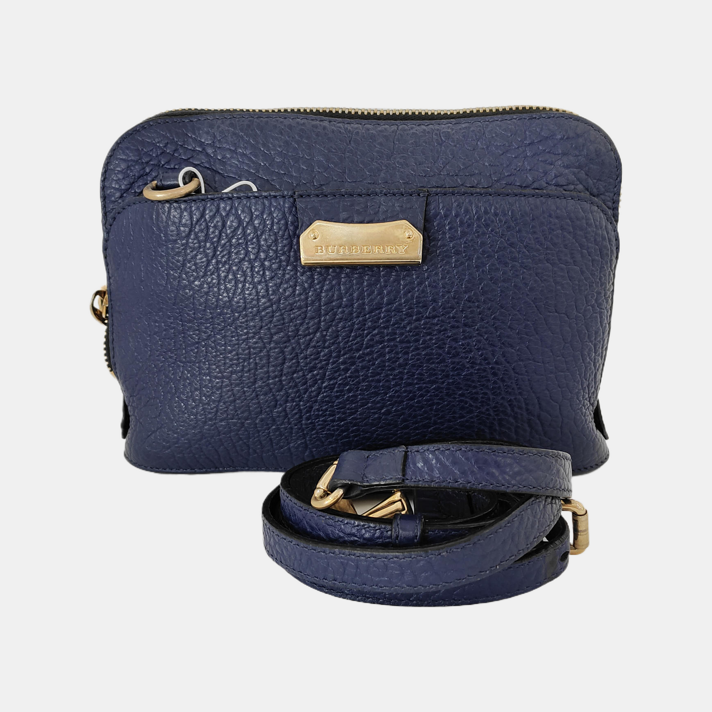 BURBERRY Harrogate Dark Blue Leather Crossbody Shoulder Bag Golden hardware Removable shoulder strap-(SKU)-942274360