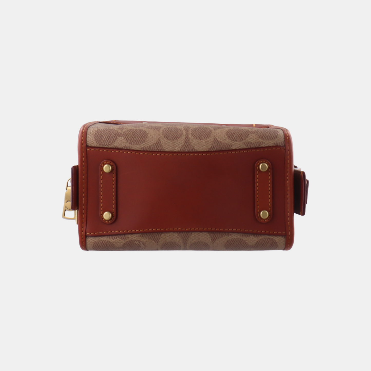 COACH ROGUE Khaki Coated Canvas Monogrammed Print Crossbody Bag Golden hardware Removable shoulder strap-(SKU)-929195258