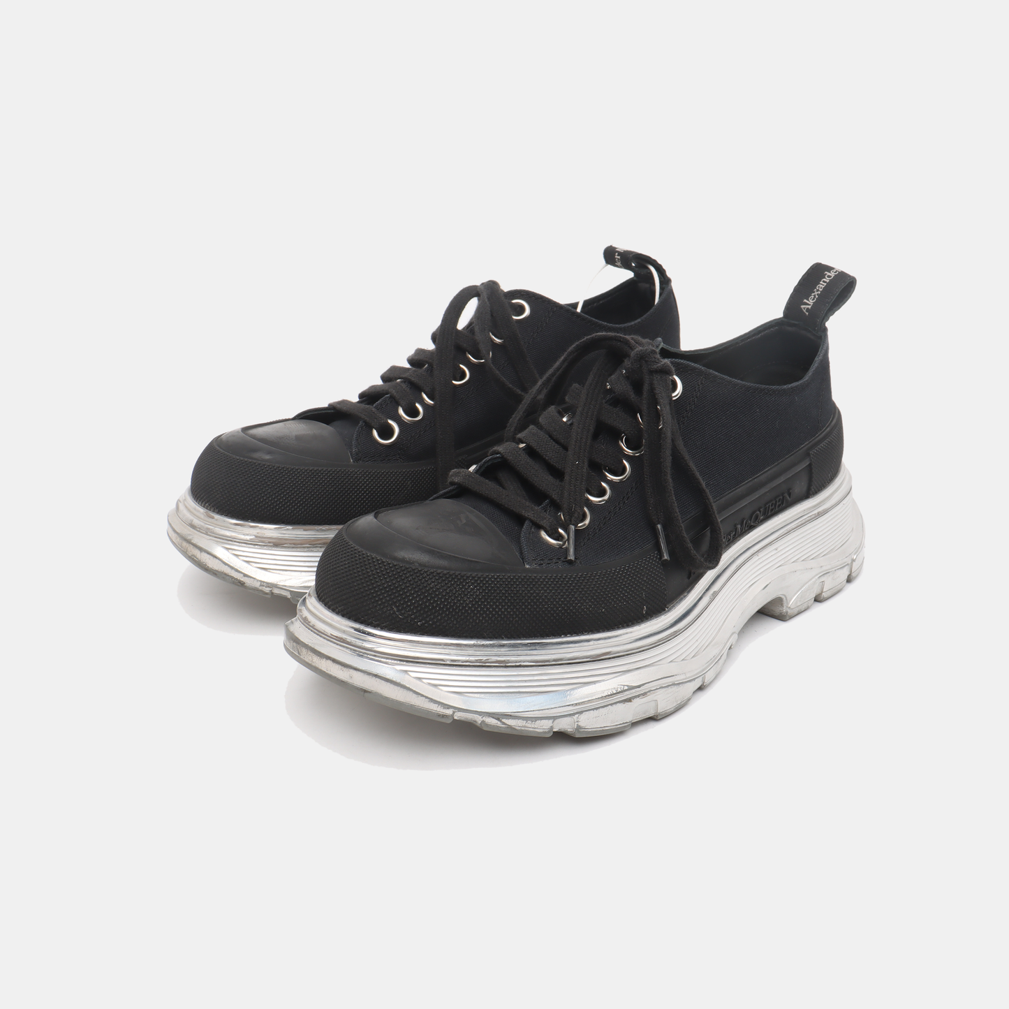 Alexander McQUEEN 37.5code Spring and Autumn Black Fabric Women's Casual Sports Shoes-(SKU)-14169326