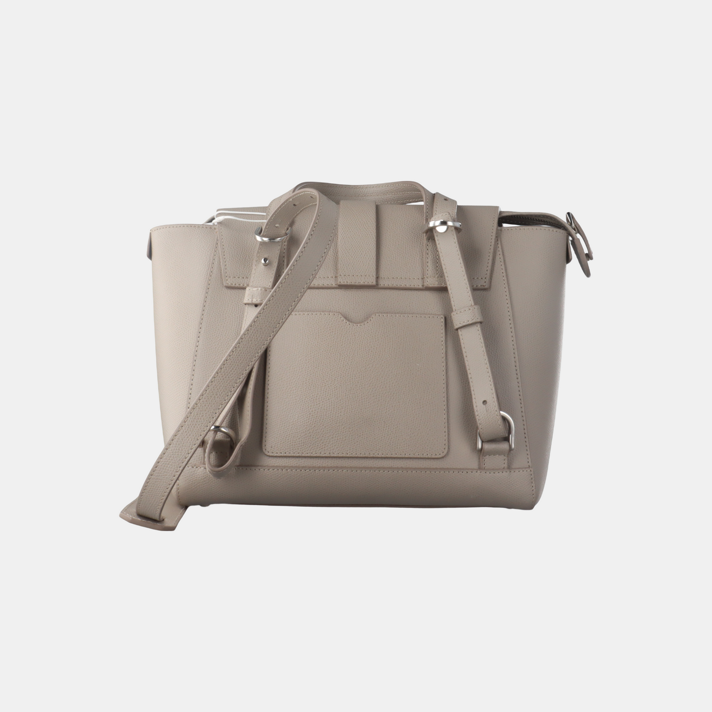 senreve Gray Cow Leather Embossed Single Shoulder Bag Backpack Silver Hardware Removable shoulder strap-(SKU)-14223070