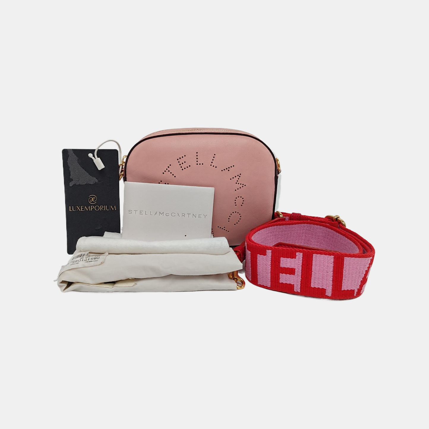 STELLA McCARTNEY Camera Bag Pink Leather Openwork Single Shoulder Bag Golden hardware Removable shoulder strap-(SKU)-940252440