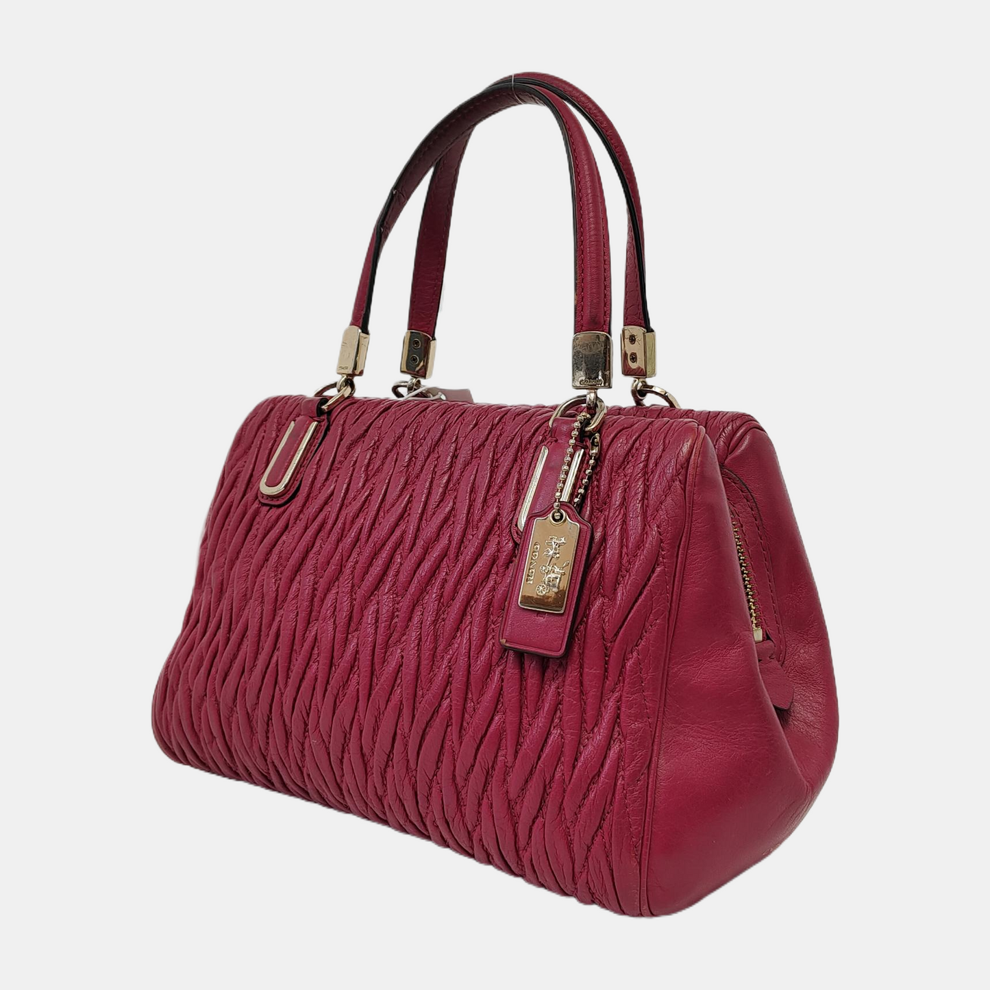 COACH MADISON Fuchsia Leather Single Shoulder Handbag Crossbody Golden hardware-(SKU)-941851369
