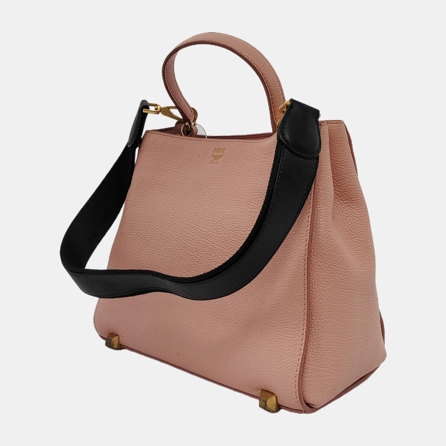 MCM Tote bag Pink Leather Studs Single Shoulder Bag Tote Bag Golden hardware Removable shoulder strap-(SKU)-944137906