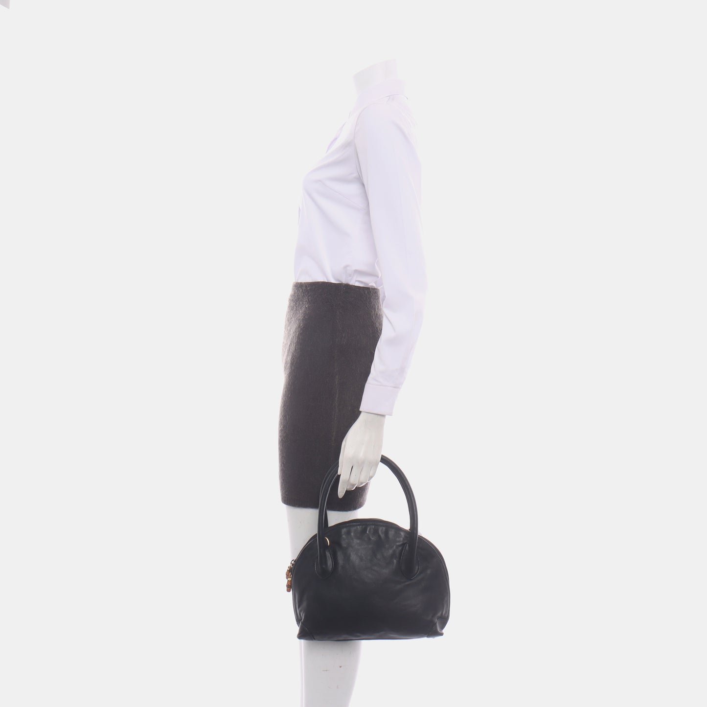 GUCCI Black Leather Tote Bag Shoulder Bag Golden hardware-(SKU)-14020252