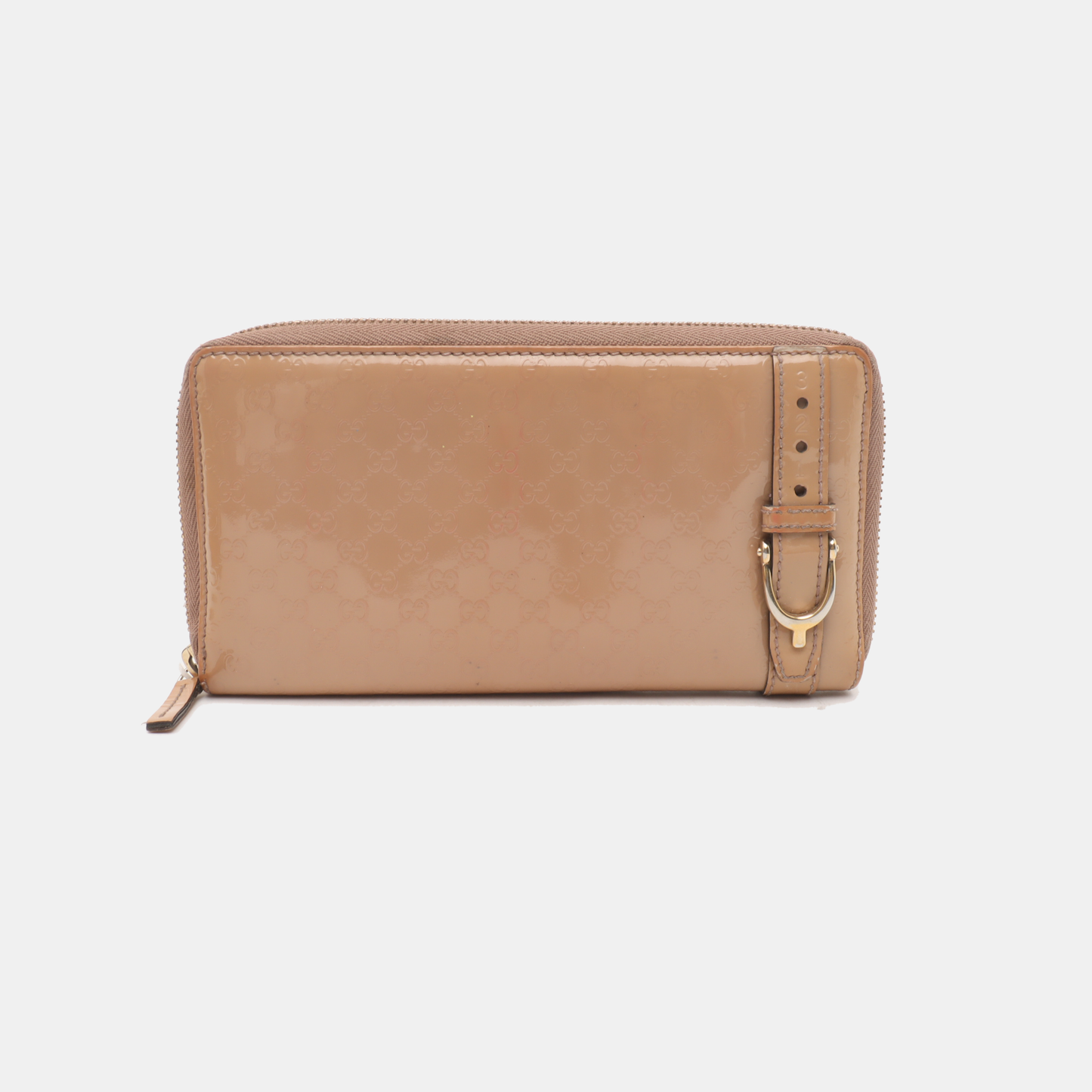 GUCCI Microguccissima Nude Pink Patent Leather Monogrammed Quilted Wallet Golden hardware-(SKU)-937604188