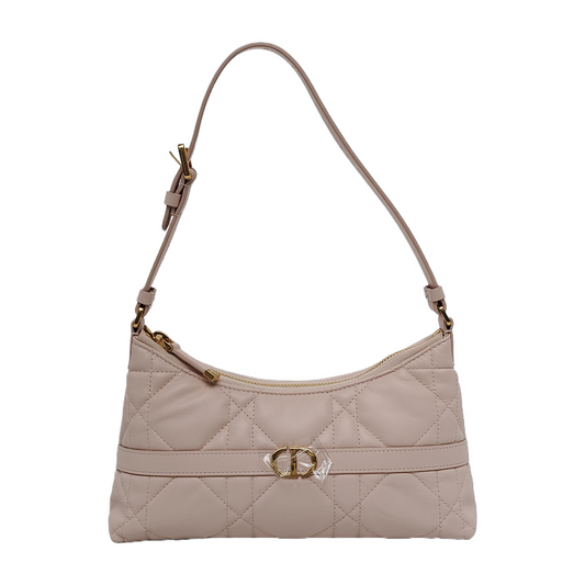 DIOR Miss Dior mini pink leather quilted diamond pattern crossbody bag gold hardware complete accessories-(SKU)-940345090