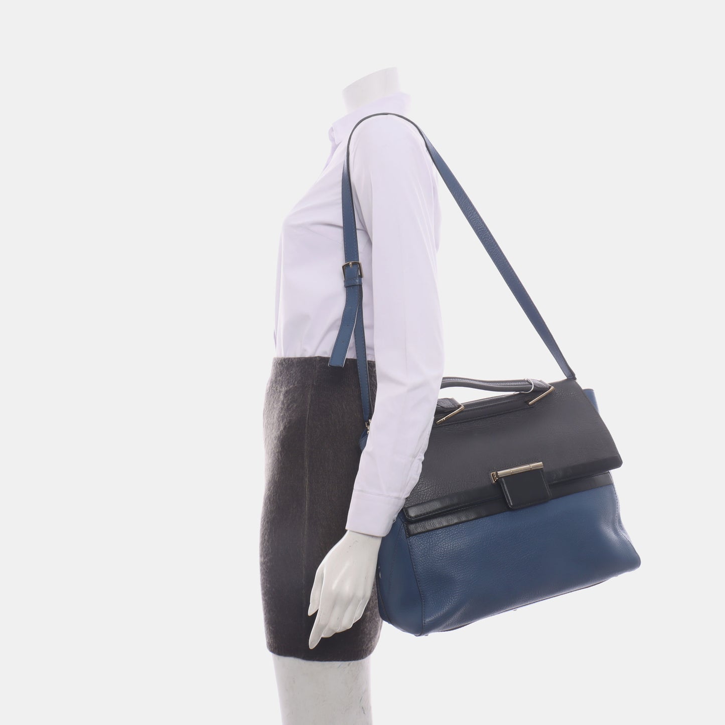 FURLA Blue cowhide single shoulder bag Golden hardware Removable shoulder strap-(SKU)-14420389