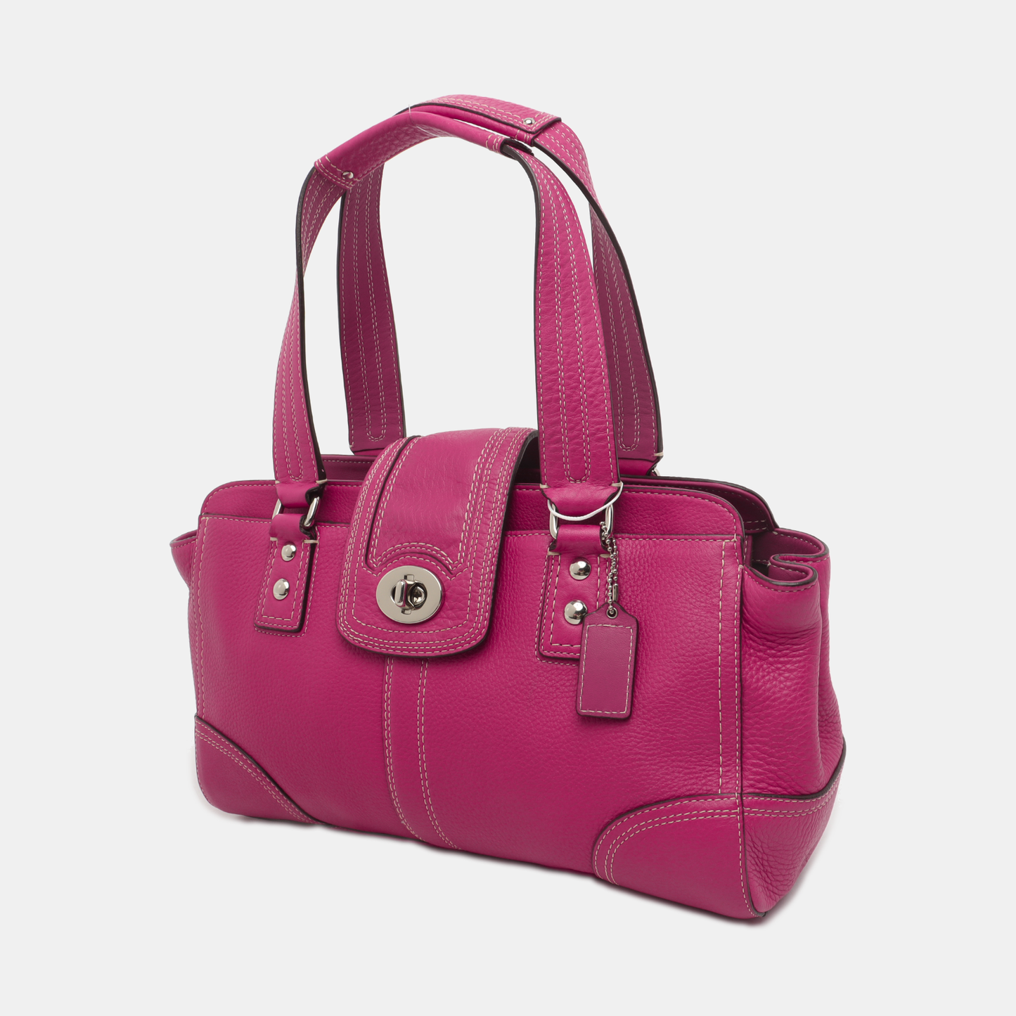 COACH Tote bag Hot Pink Leather Shoulder and Handbag Silver Hardware-(SKU)-933278329