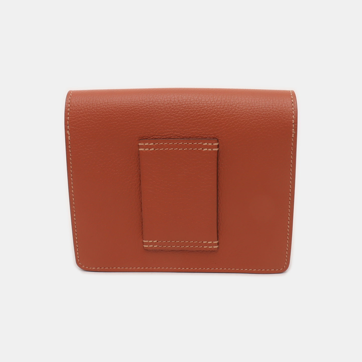 HERMÈS Roulis Slim Salmon Evercolor Leather Flap Wallet Silver Hardware Z Inside Pocket Complete Accessories-(SKU)-928395278