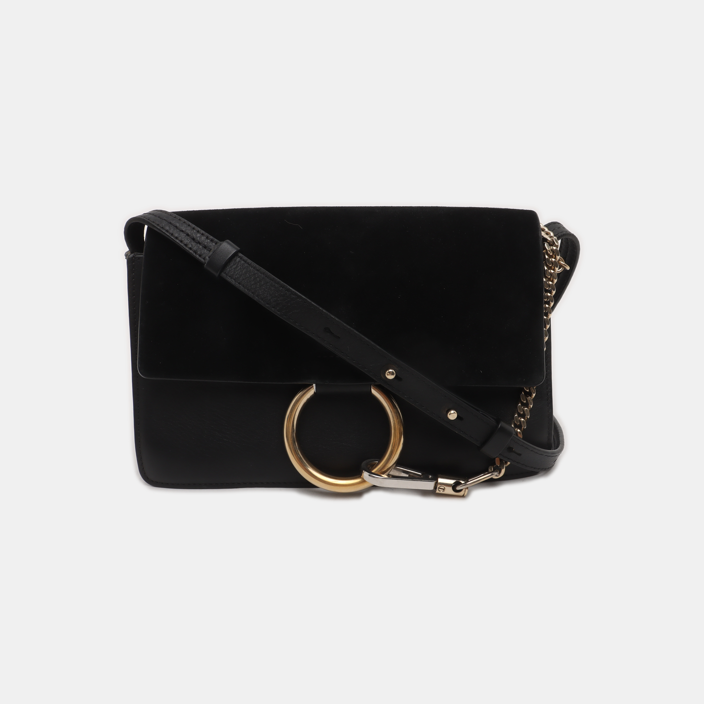 Chloé Faye Small size Black Leather Crossbody Bag Single Shoulder Bag Golden hardware-(SKU)-929268021