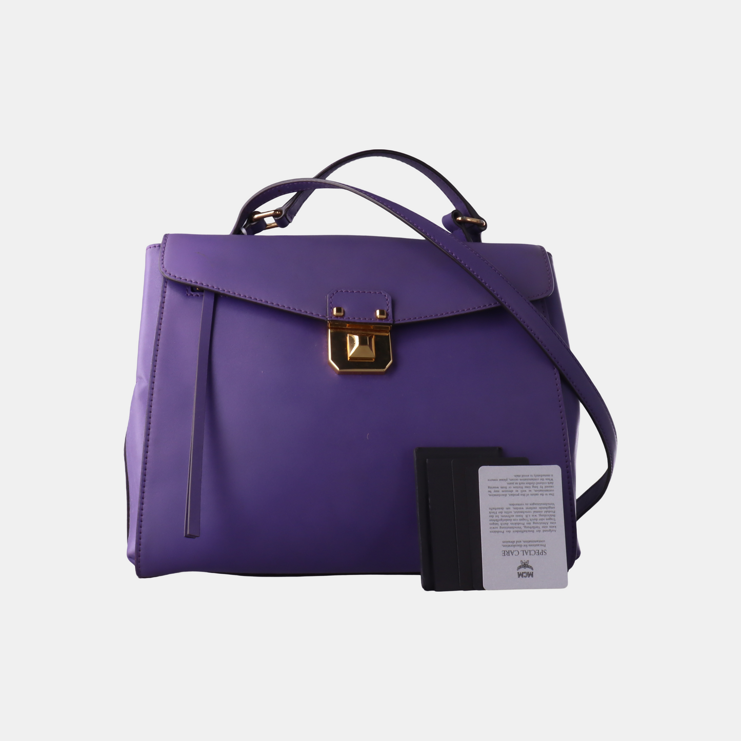 MCM Purple Leather Single Shoulder Bag Handbag Crossbody Bag Golden hardware Removable shoulder strap-(SKU)-14183353