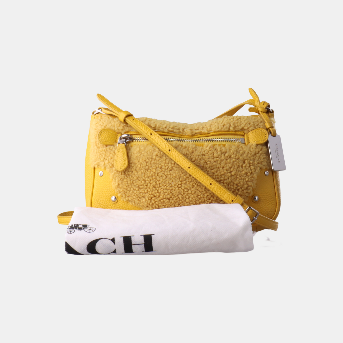 COACH Yellow Fabric Studs Crossbody Single Shoulder Bag Silver Hardware-(SKU)-14056089