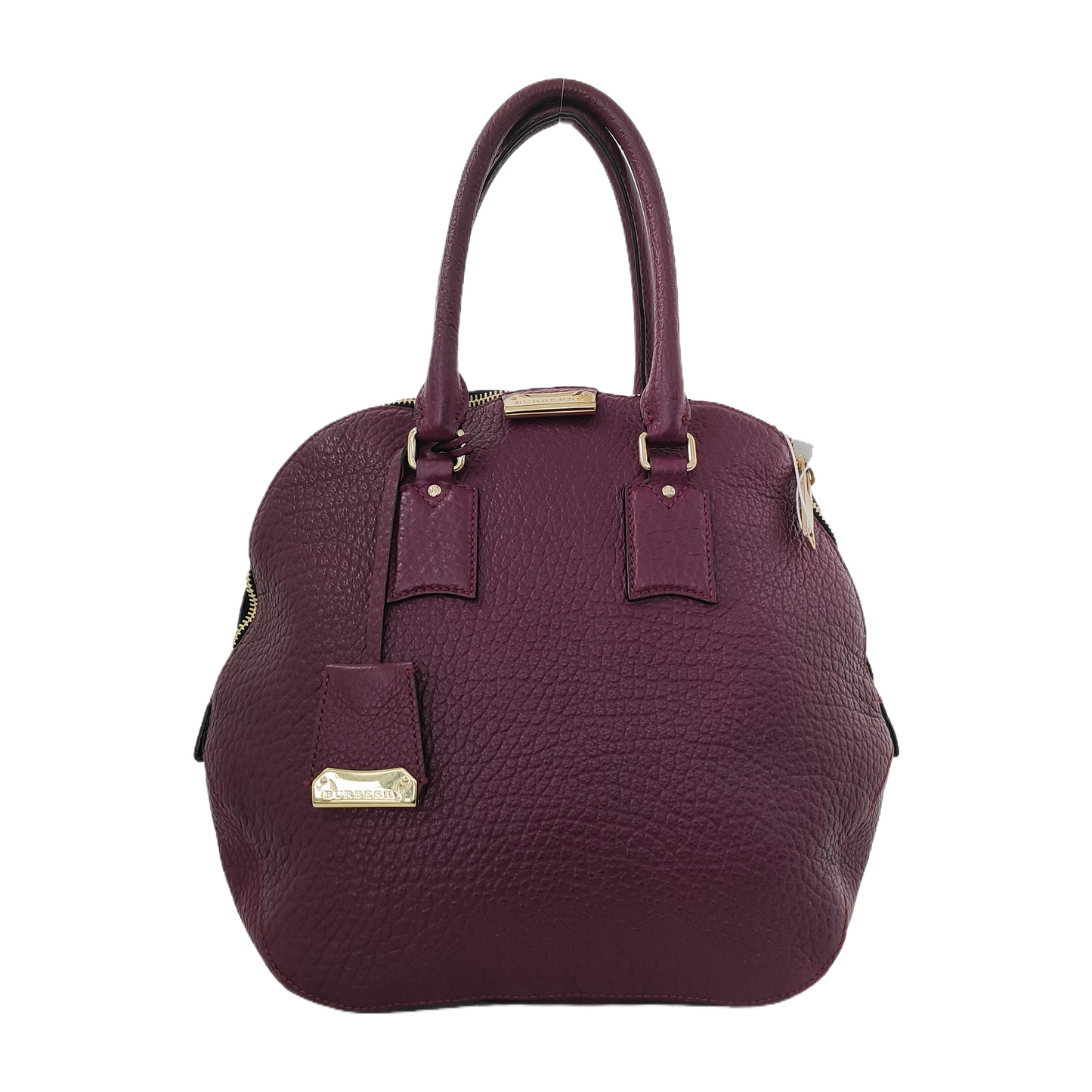 BURBERRY Clifton Plum Purple Cowhide Tote Bag Golden hardware-(SKU)-944416398