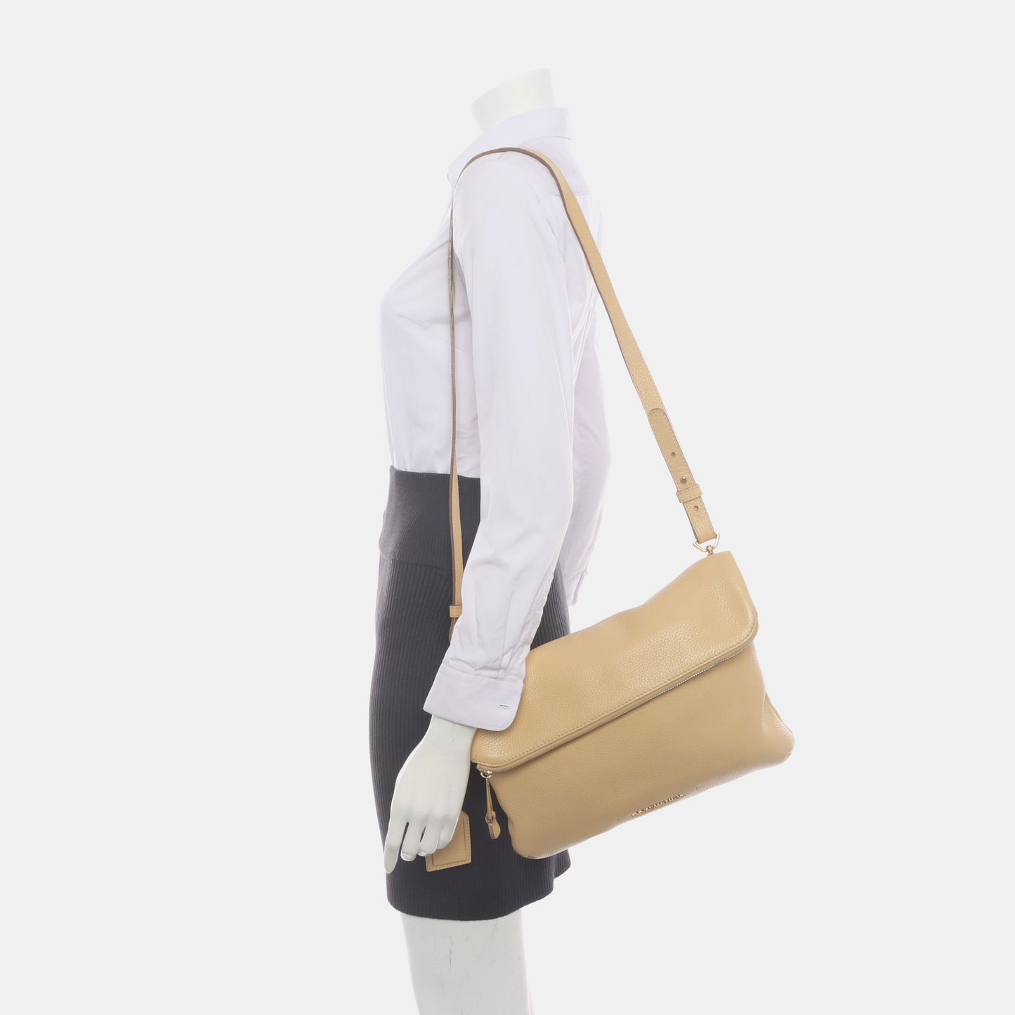EMPORIO ARMANI Khaki Calf Leather Crossbody Shoulder Bag Golden hardware Removable shoulder strap-(SKU)-933628444