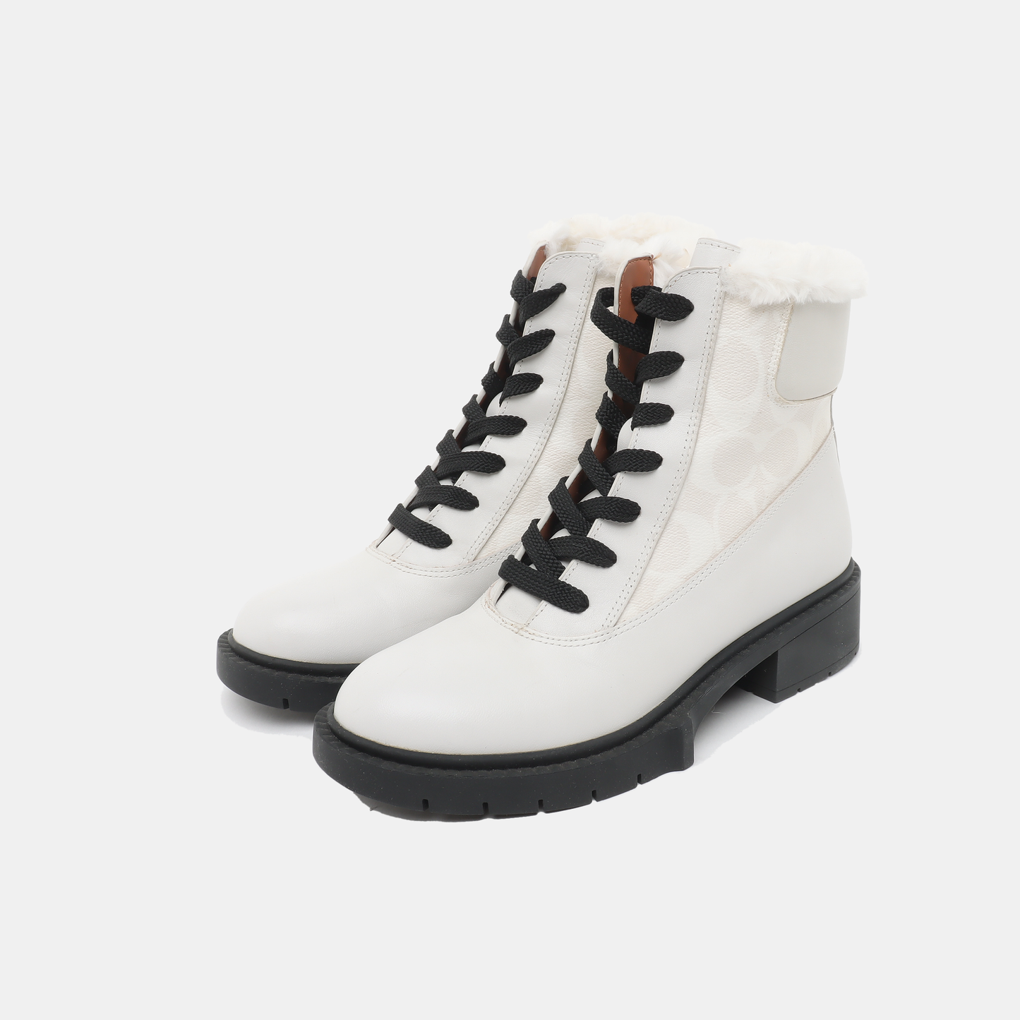 COACH 36code Women's Short Boots White Leather Winter-(SKU)-939377606