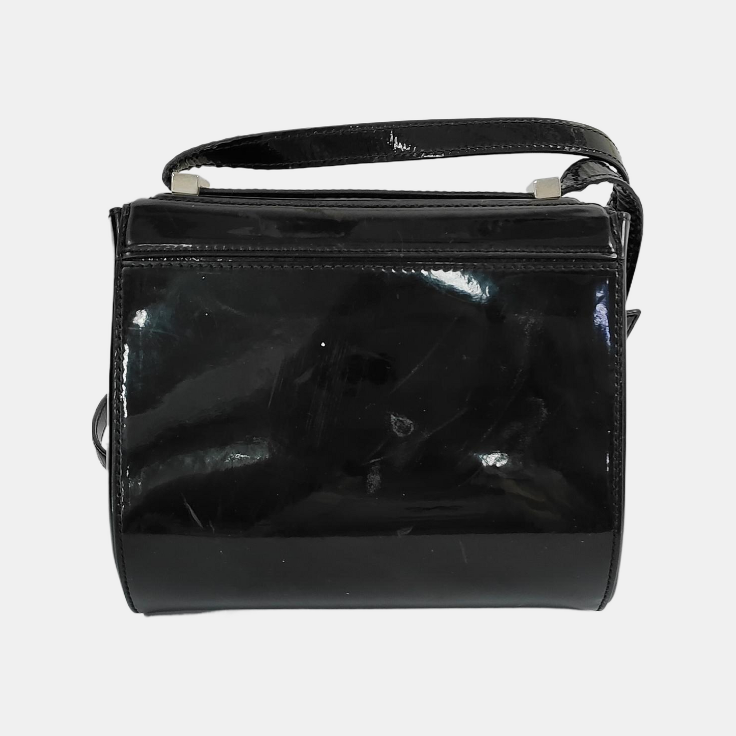 GIVENCHY Pandora Black Leather Crossbody Bag Single Shoulder Bag Silver Hardware Removable shoulder strap-(SKU)-946136707