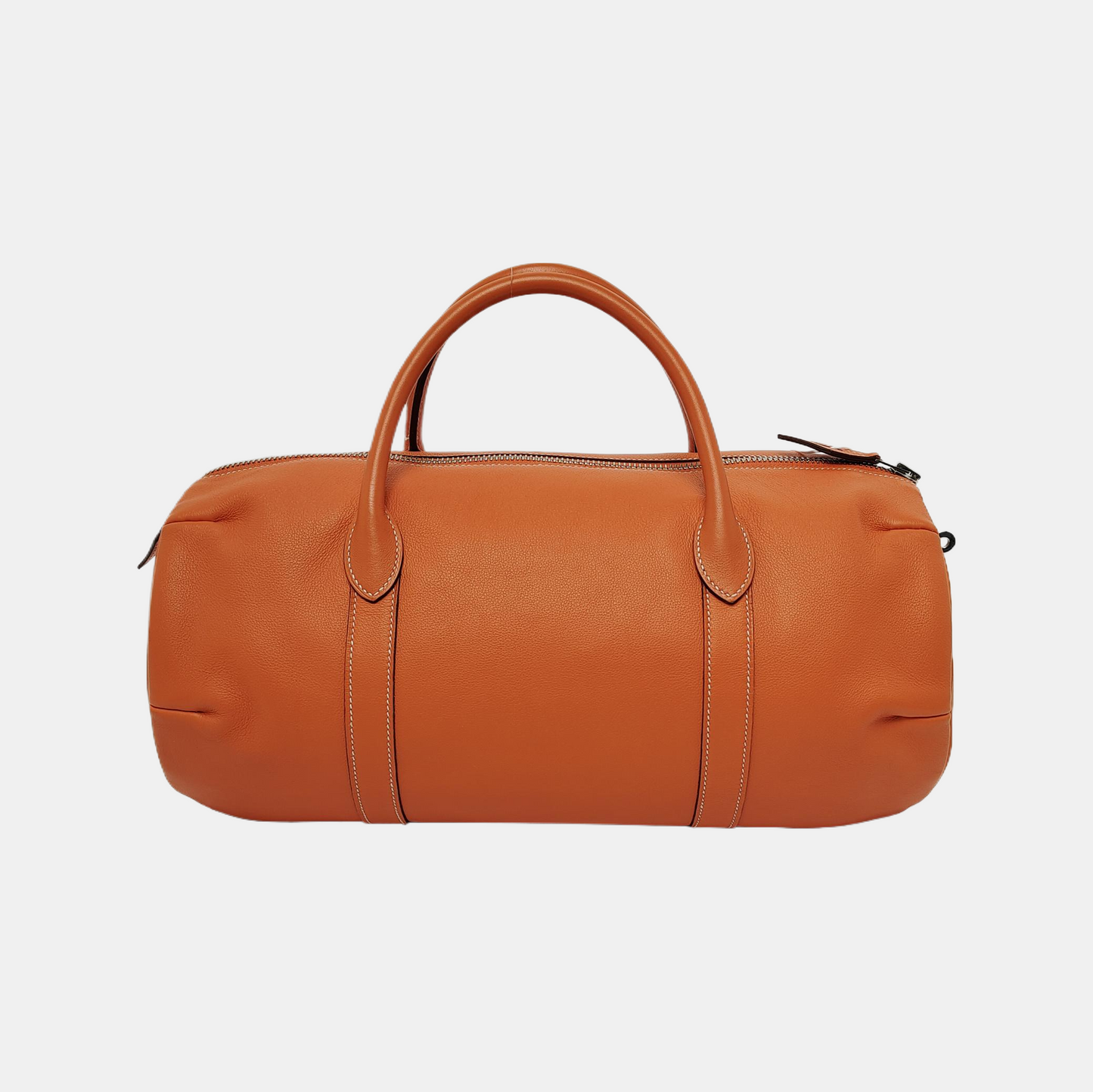 HERMÈS Voyage Polochon Orange Evercolor Calfskin Handbag Golden Hardware 🄽-(SKU)-943397886