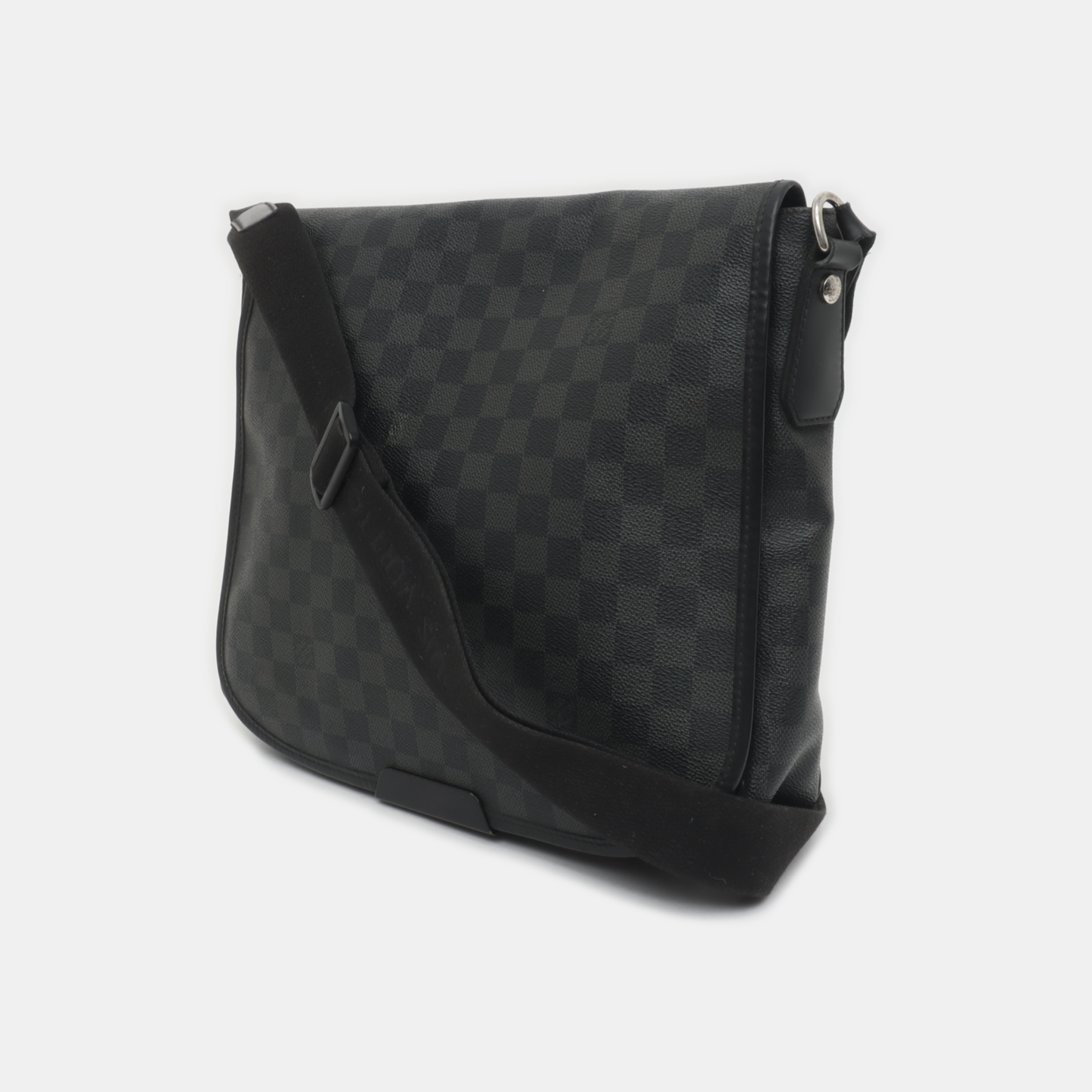 LOUIS VUITTON DANIEL Gray Coated Canvas Checkerboard Single Shoulder Bag Crossbody Bag Silver Hardware-(SKU)-938485828