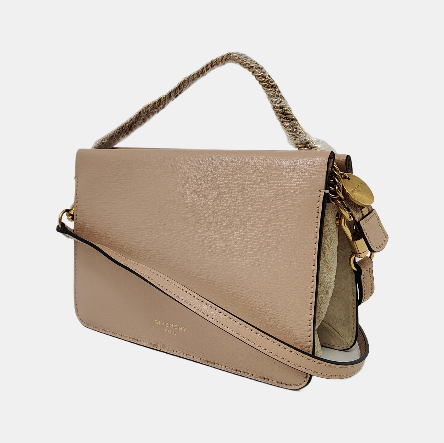 GIVENCHY Light Pink Leather Sling Bag Single Shoulder Bag Golden hardware Removable shoulder strap-(SKU)-944292326