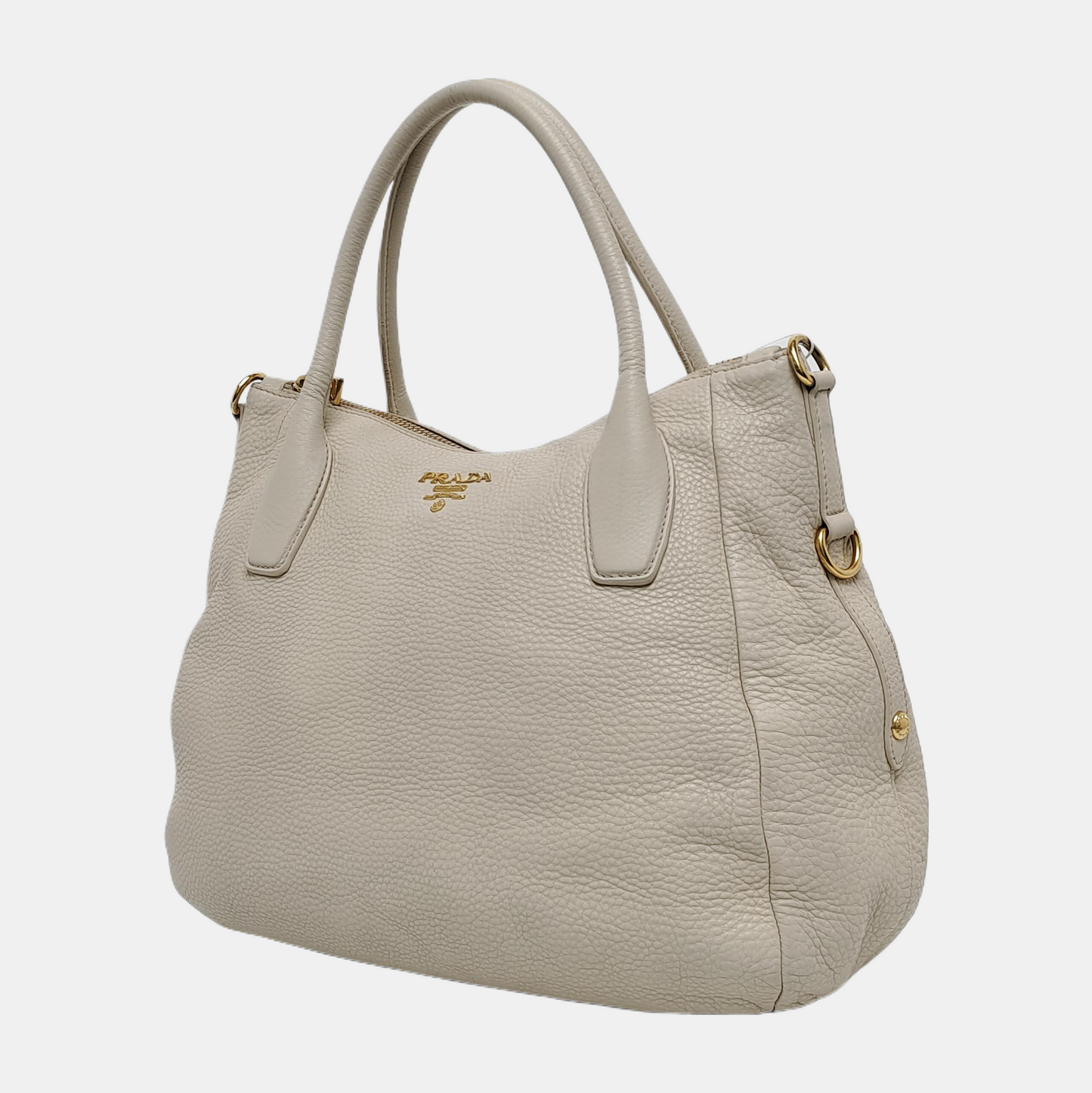 PRADA Tote bag White Cowhide Single Shoulder Handbag Crossbody Bag Golden hardware Removable shoulder strap-(SKU)-942033423