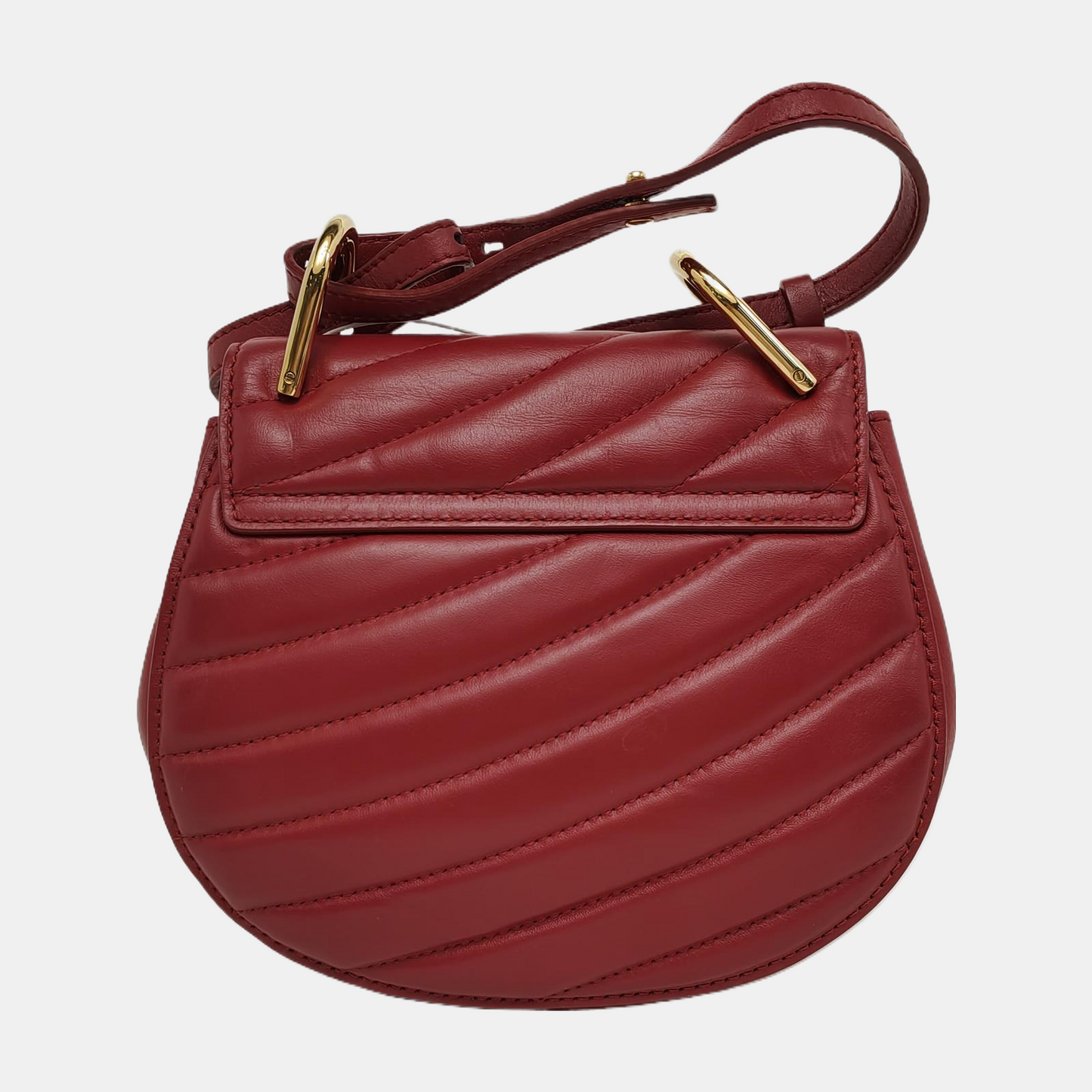 Chloé Drew mini Red Cowhide Quilted Shoulder Bag Crossbody Golden hardware shoulder straps-(SKU)-943660428