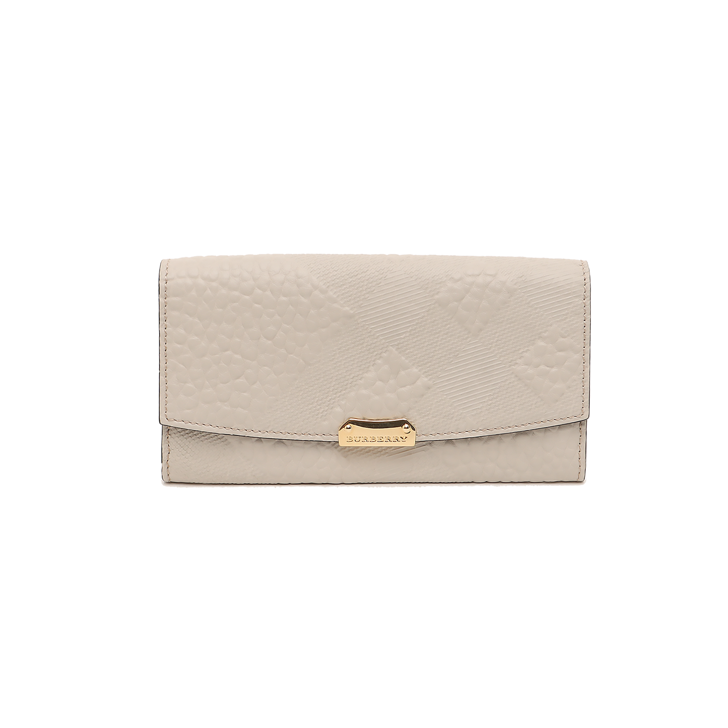 BURBERRY Langley Gray Cowhide Embossed Wallet Golden hardware-(SKU)-14390190