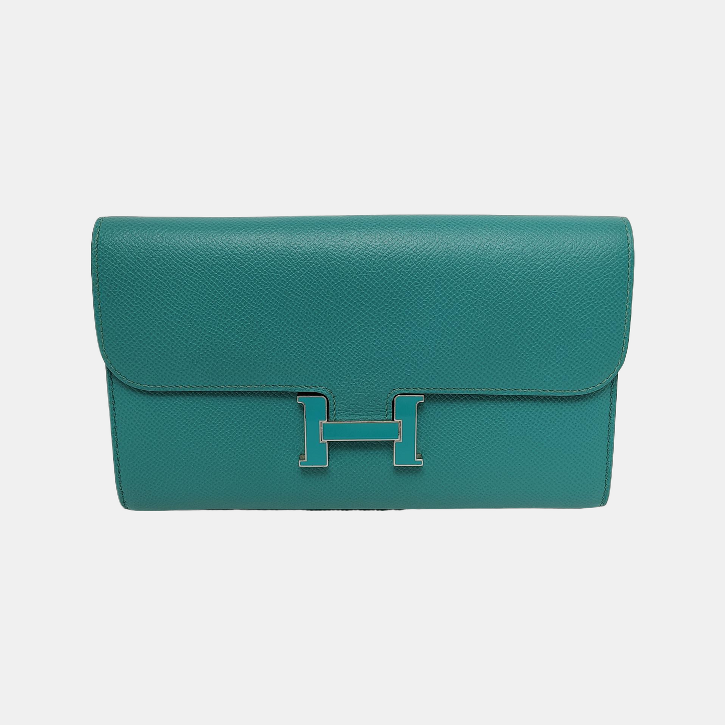 HERMÈS Constance Verona Green Epsom Calfskin Wallet, Green Hardware, A-(SKU)-945960942