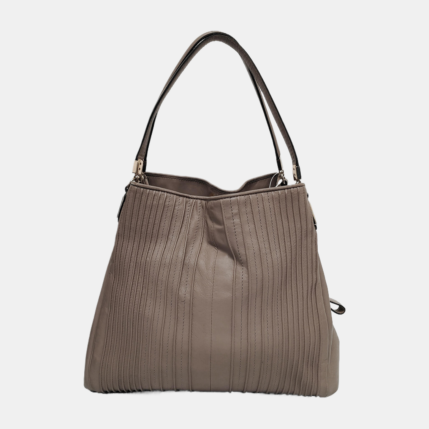 COACH Beige Leather Plaid Quilted Shoulder Bag Golden hardware-(SKU)-943927608