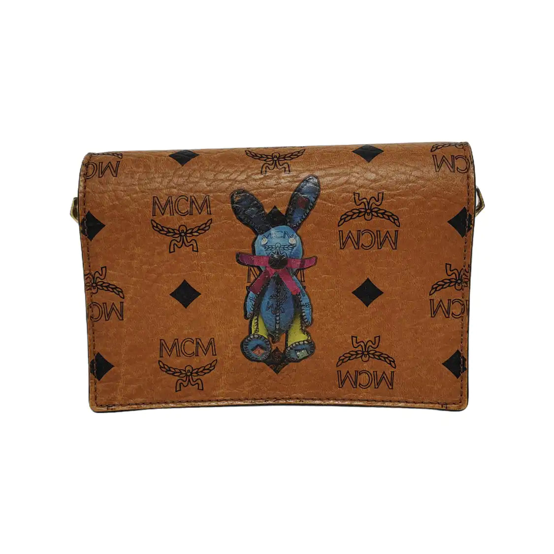 MCM Cognac Color Coated Canvas Monogrammed Printed Crossbody Bag Single Shoulder Bag Golden hardware Removable shoulder strap-(SKU)-940314448