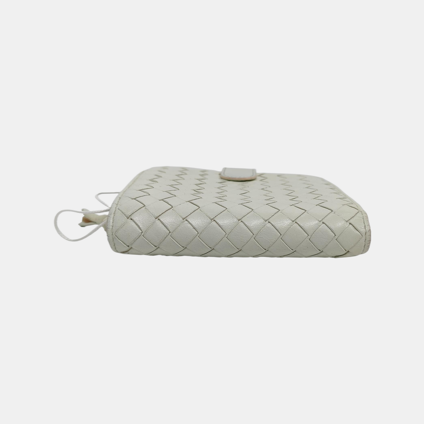 BOTTEGA VENETA White Cowhide Braided Wallet-(SKU)-945082548