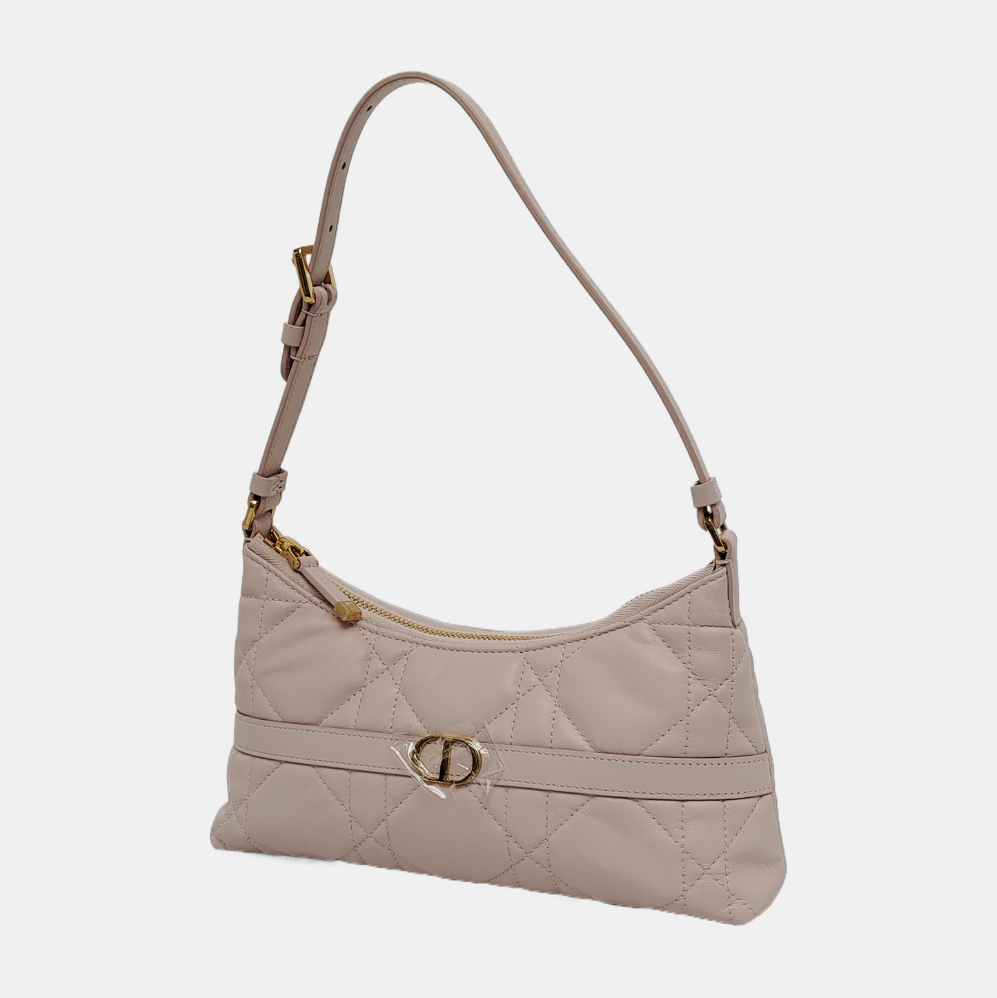DIOR Miss Dior mini pink leather quilted diamond pattern crossbody bag gold hardware complete accessories-(SKU)-940345090