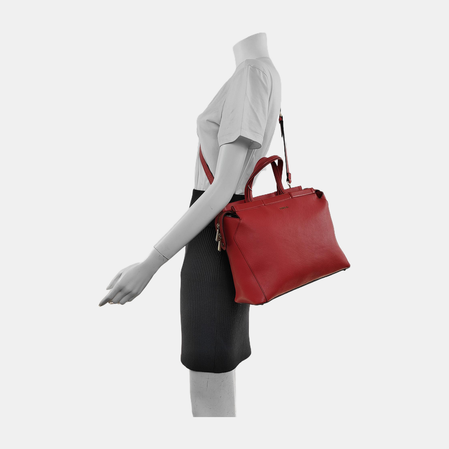 FURLA Tote bag Red Leather Crossbody Bag Handbag Single Shoulder Bag Golden hardware Removable shoulder strap-(SKU)-940601007