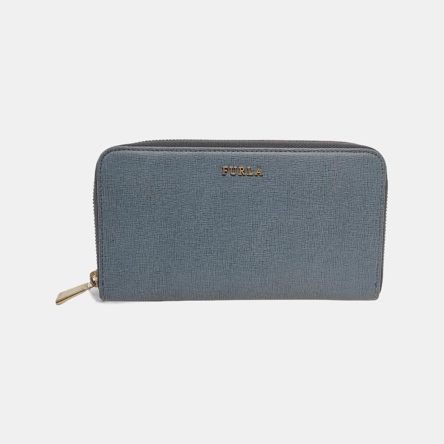 FURLA Blue Leather Embossed Wallet Golden hardware-(SKU)-940647077