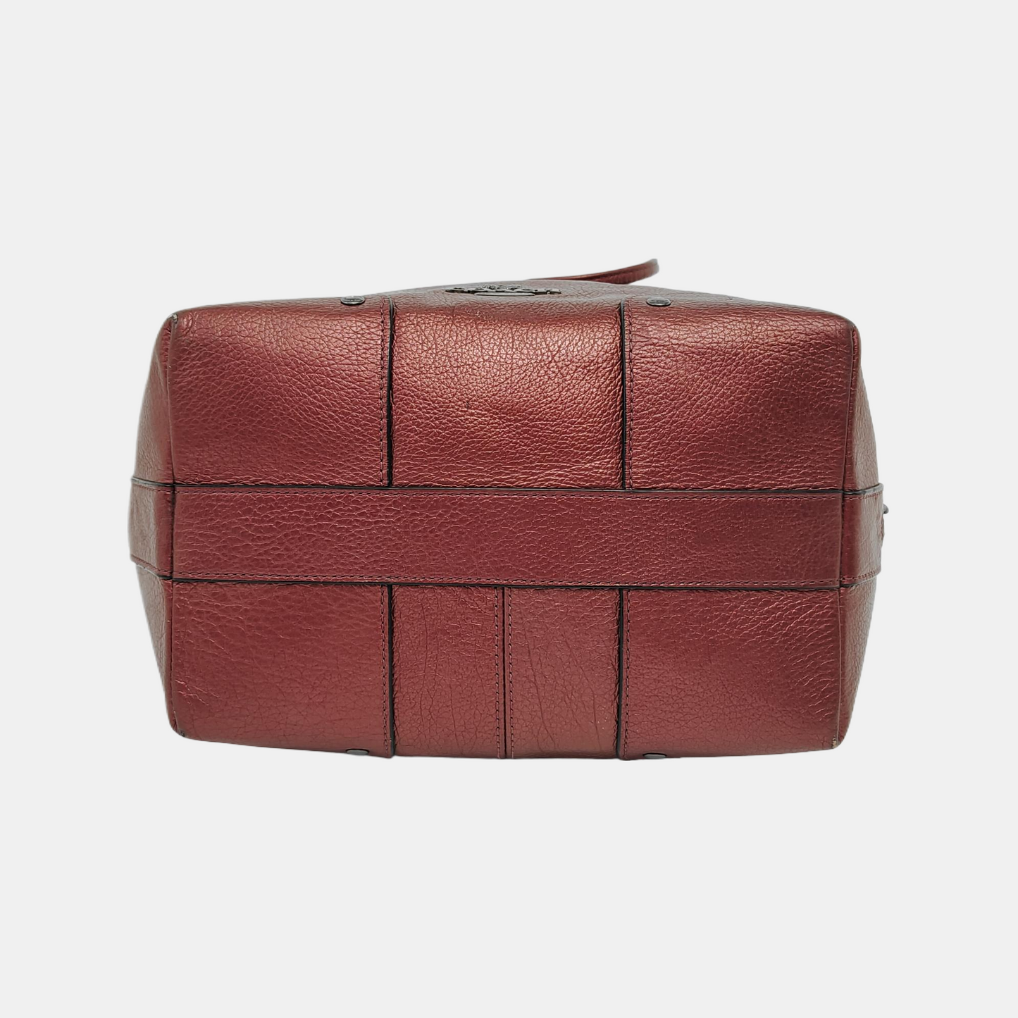 COACH Bucket bag Burgundy Cowhide Studs Carriage Single Shoulder Bag Sling Bag Handbag Black hardware-(SKU)-943932153