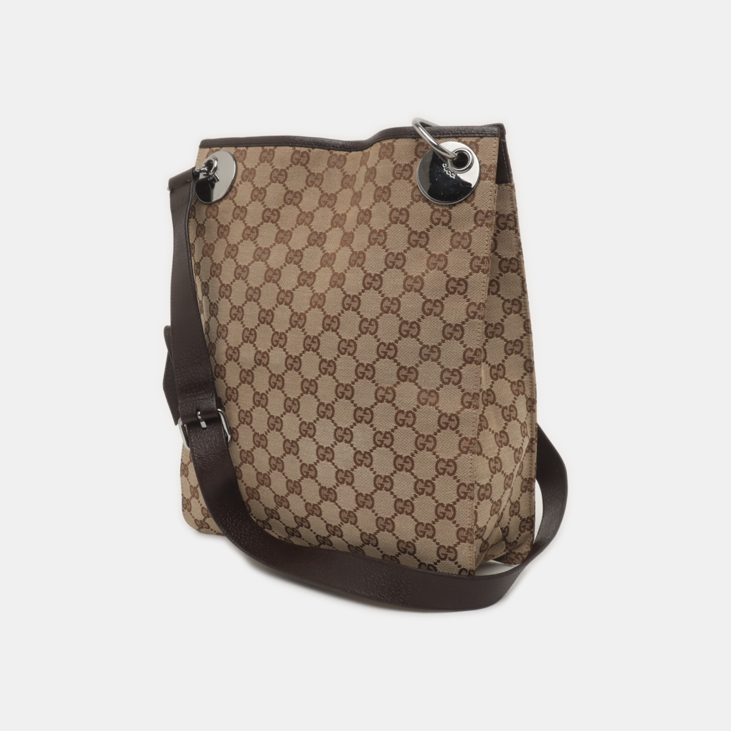 GUCCI Tote bag Khaki Canvas Monogram Single Shoulder Bag Crossbody Bag Golden hardware-(SKU)-939908309