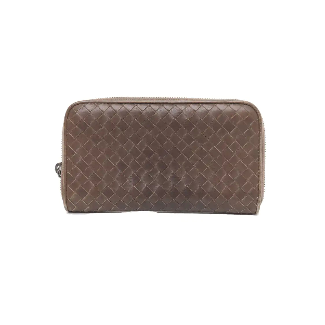 BOTTEGA VENETA Dark Brown Cowhide Woven Wallet Black hardware-(SKU)-939008283