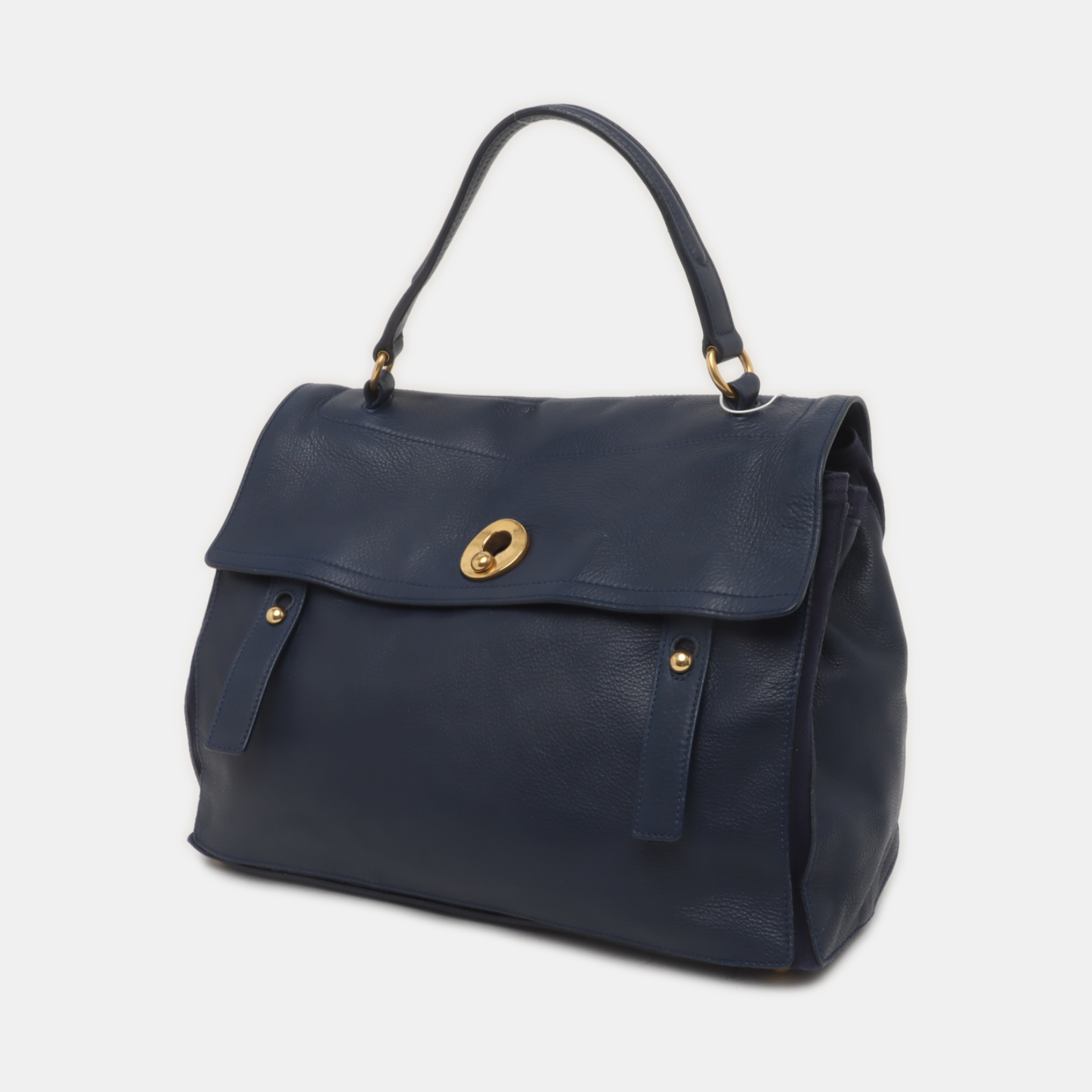 YSL MUSE TWO Dark Blue Cowhide Studs Handbag Golden hardware-(SKU)-939599133