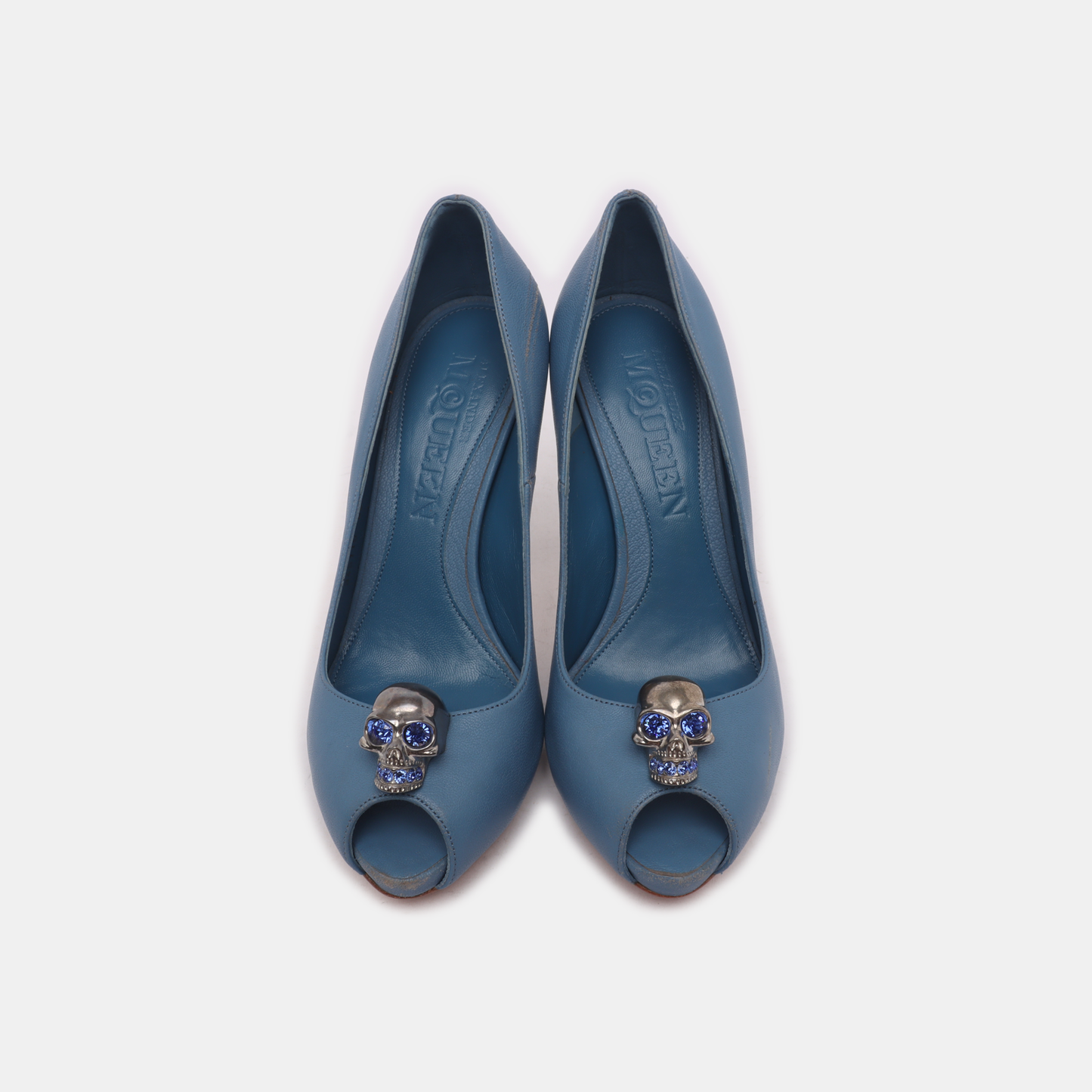 Alexander McQUEEN 36code Summer Blue Leather Women's Heels-(SKU)-13846184