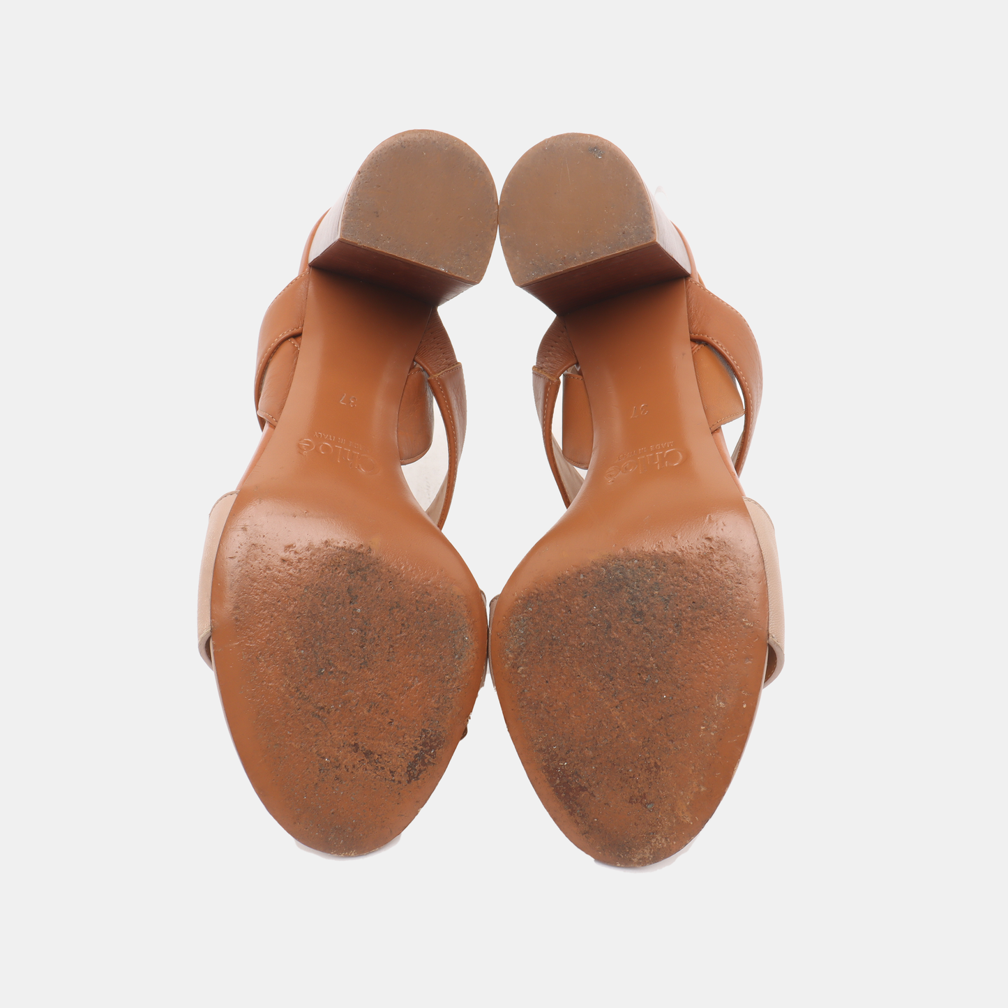 Chloé 37code Summer Light Brown Leather Women's High Heel Sandals-(SKU)-14014219