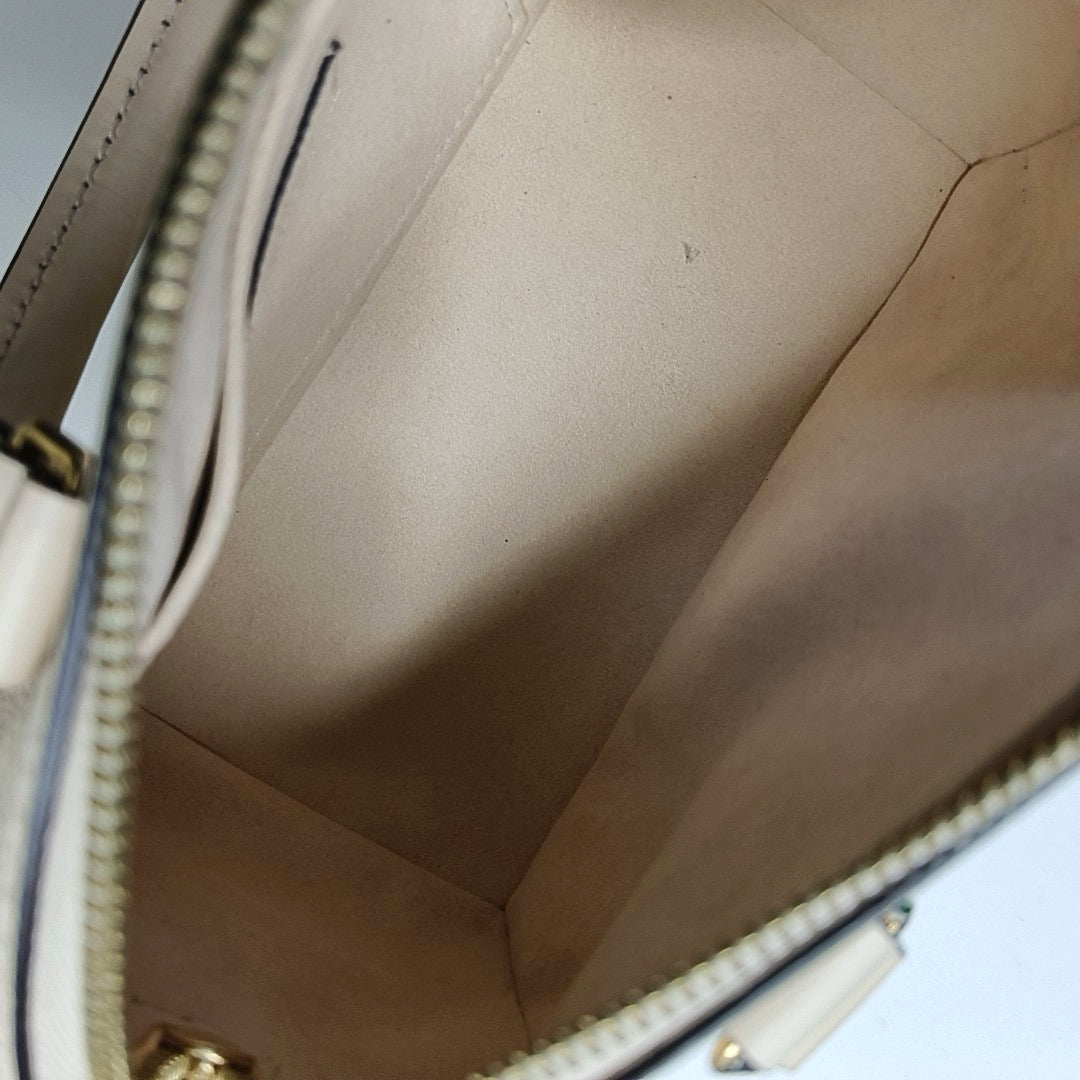 LOUIS VUITTON SPEEDY 20 Beige Calfskin Monogram Brown Pattern Boston Bag Shoulder Bag, Handbag, Crossbody Bag with Detachable Strap-(SKU)-969196925