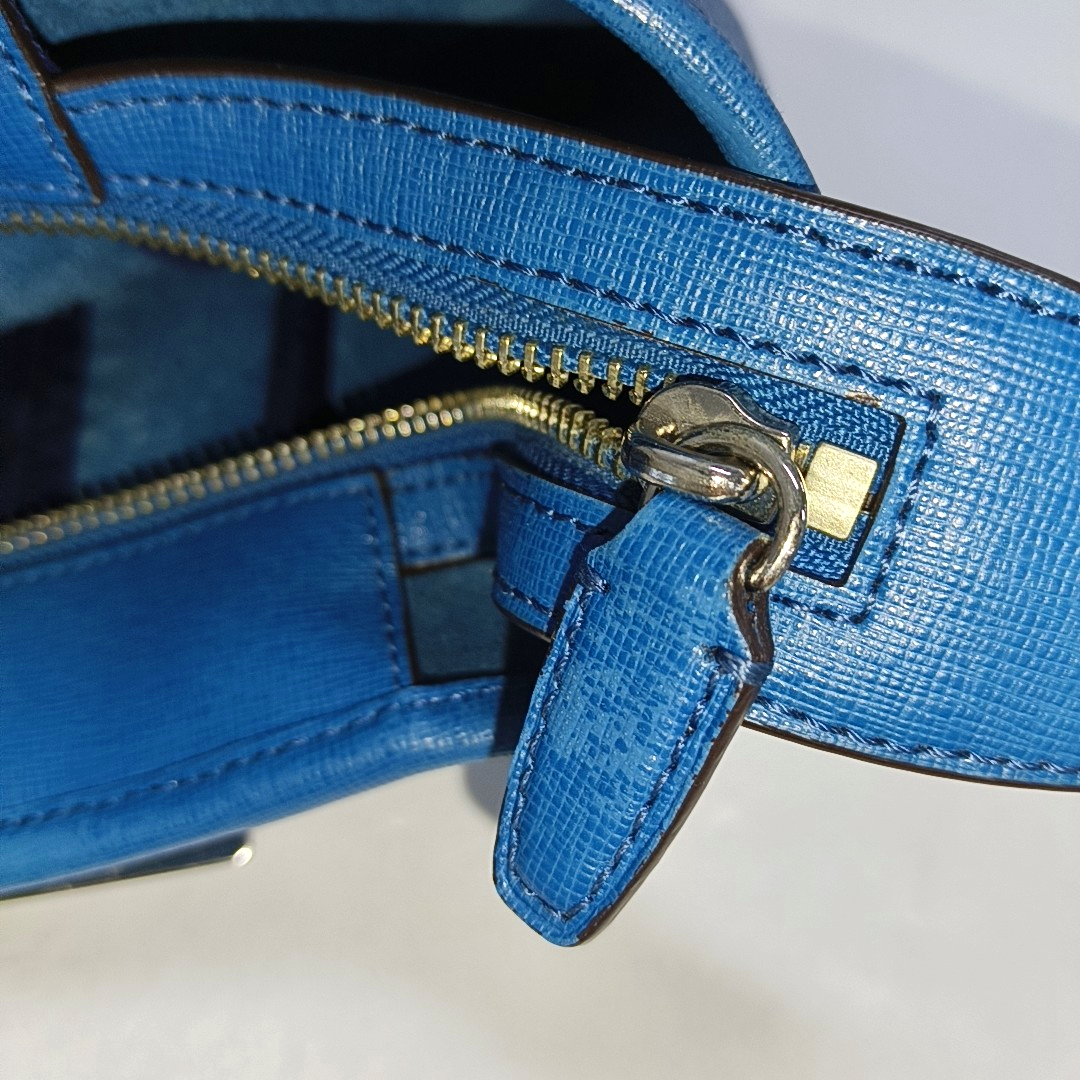 COACH Tote bag Blue Leather Shoulder Bag Handbag Silver Hardware-(SKU)-930395155