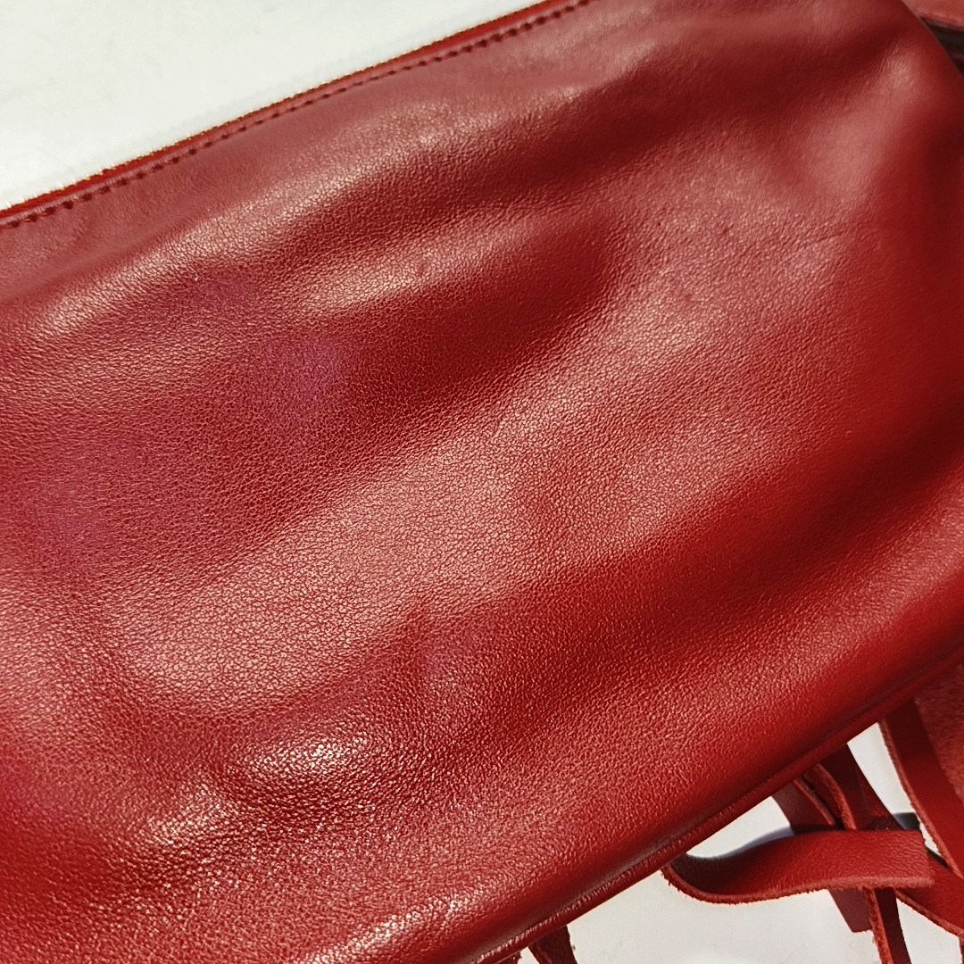 Miu Miu Avenue Red Cowhide Fringe Clutch Golden hardware-(SKU)-954296949