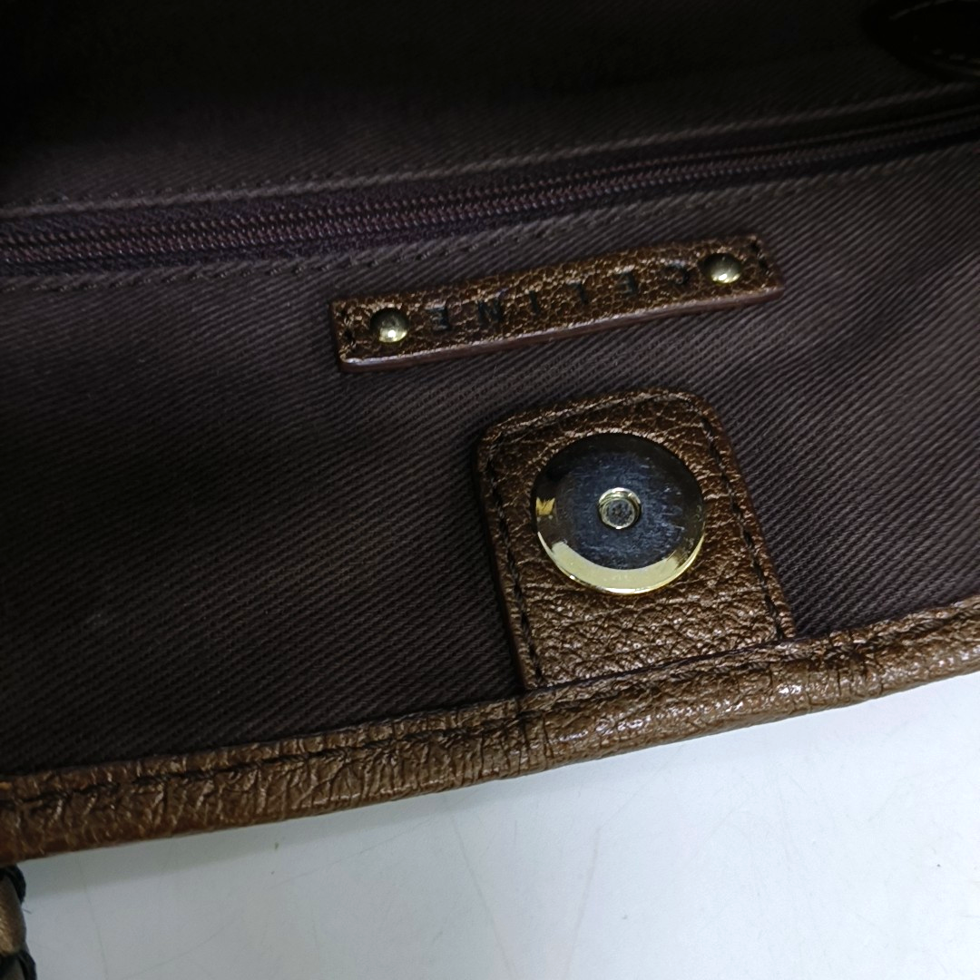 CELINE Tote bag Brown Canvas Shoulder Bag Silver Hardware-(SKU)-950569328