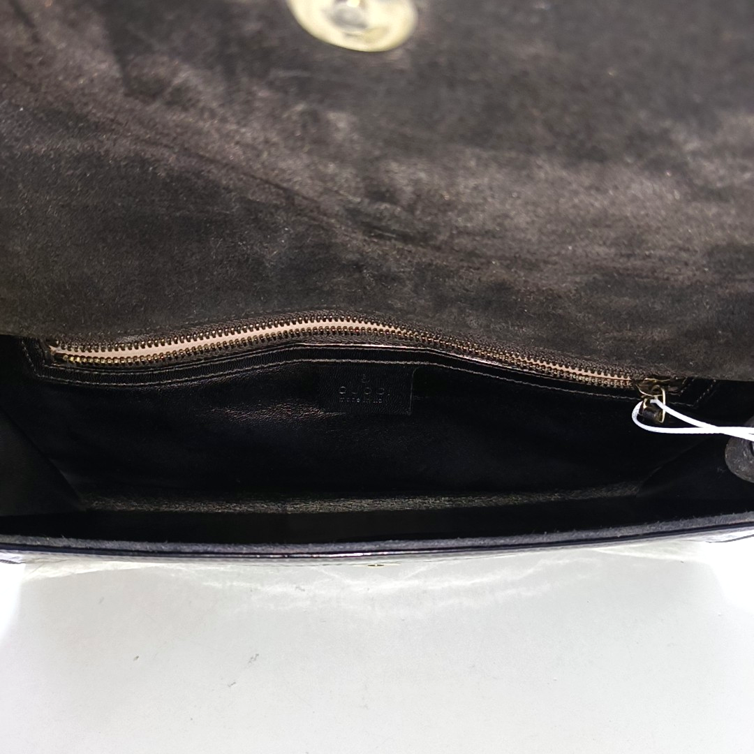 GUCCI Black Calf Leather Monogrammed Relief Handbag Golden hardware-(SKU)-944840173