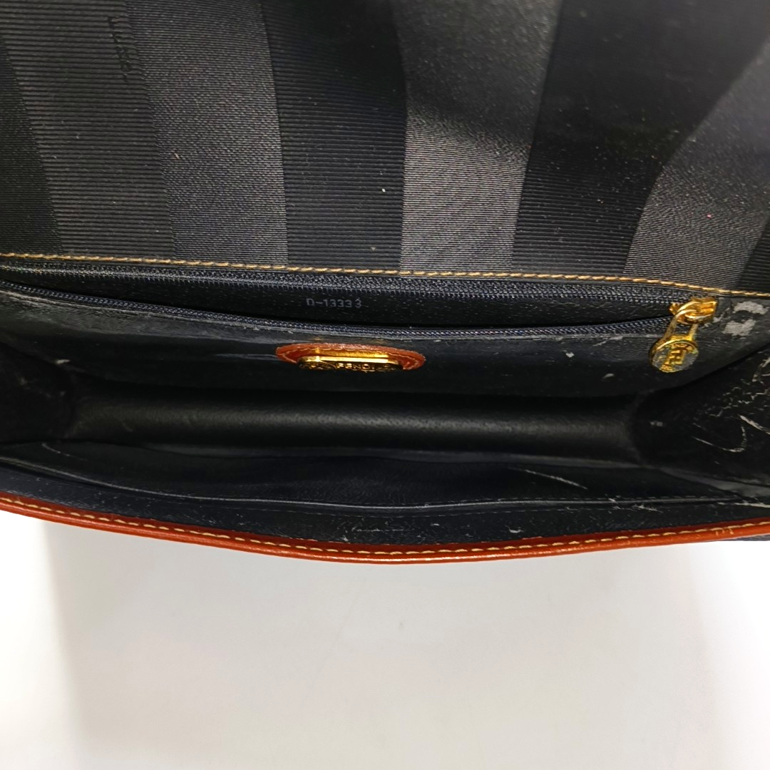 FENDI Patchwork Coated Canvas Single Shoulder Bag Golden Silver Hardware Vintage model-(SKU)-946864365